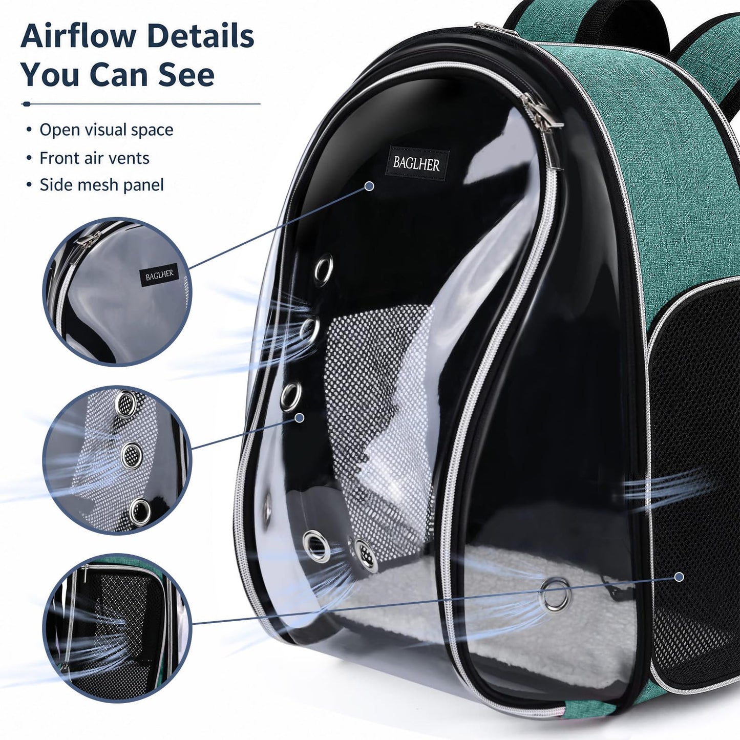 BAGLHER Cat and Dog Carrier Backpack Bubble - Fit Up to 18 Lbs - Airline-Approved Dog Backpack Carrier for Small Pets Puppies Dogs Bunny, Space Capsule Dog Carrier Backpack for Travel Outdoor Hiking, Purple
