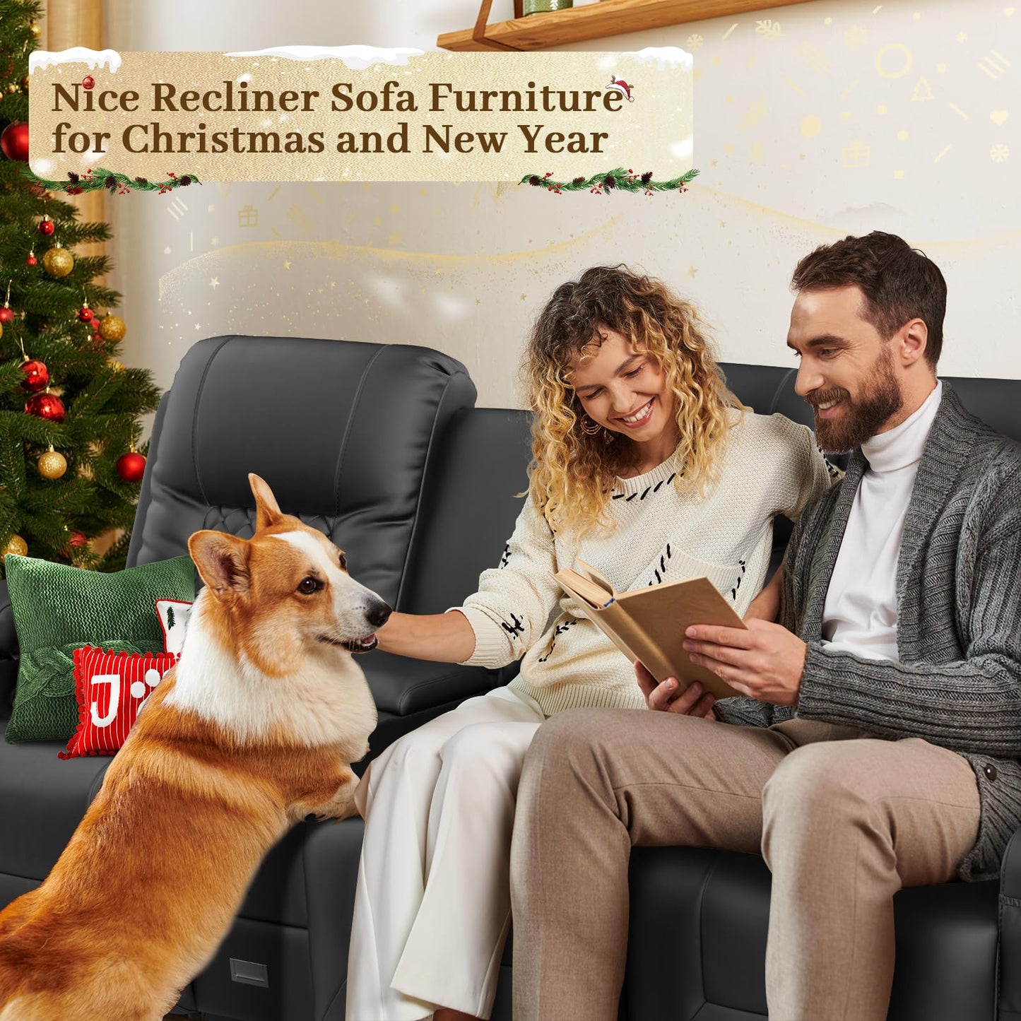 YONISEE 3 Seat Recliner Sofa, Large Reclining Sofa with Storage Console, Manual Reclining Chair with USB Ports, 2 Cell Phone Holder, 3 Seater Loveseat Recliner Couch for Living Room