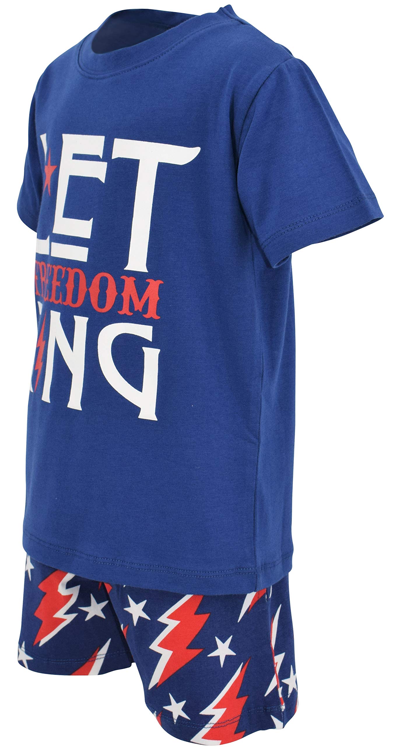 Boys 2pc Shorts Set Outfit Short Sleeve Shirt with Bold Applique Print and Shorts