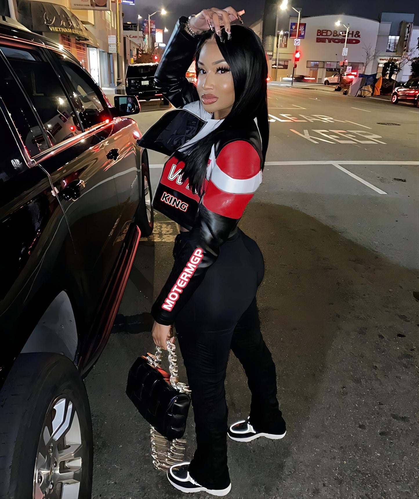 VOIKERDR Leather Jacket Women Zipper Moto Biker Short Leather Jacket Women Bomber Jacket Women Faux Leather Jacket