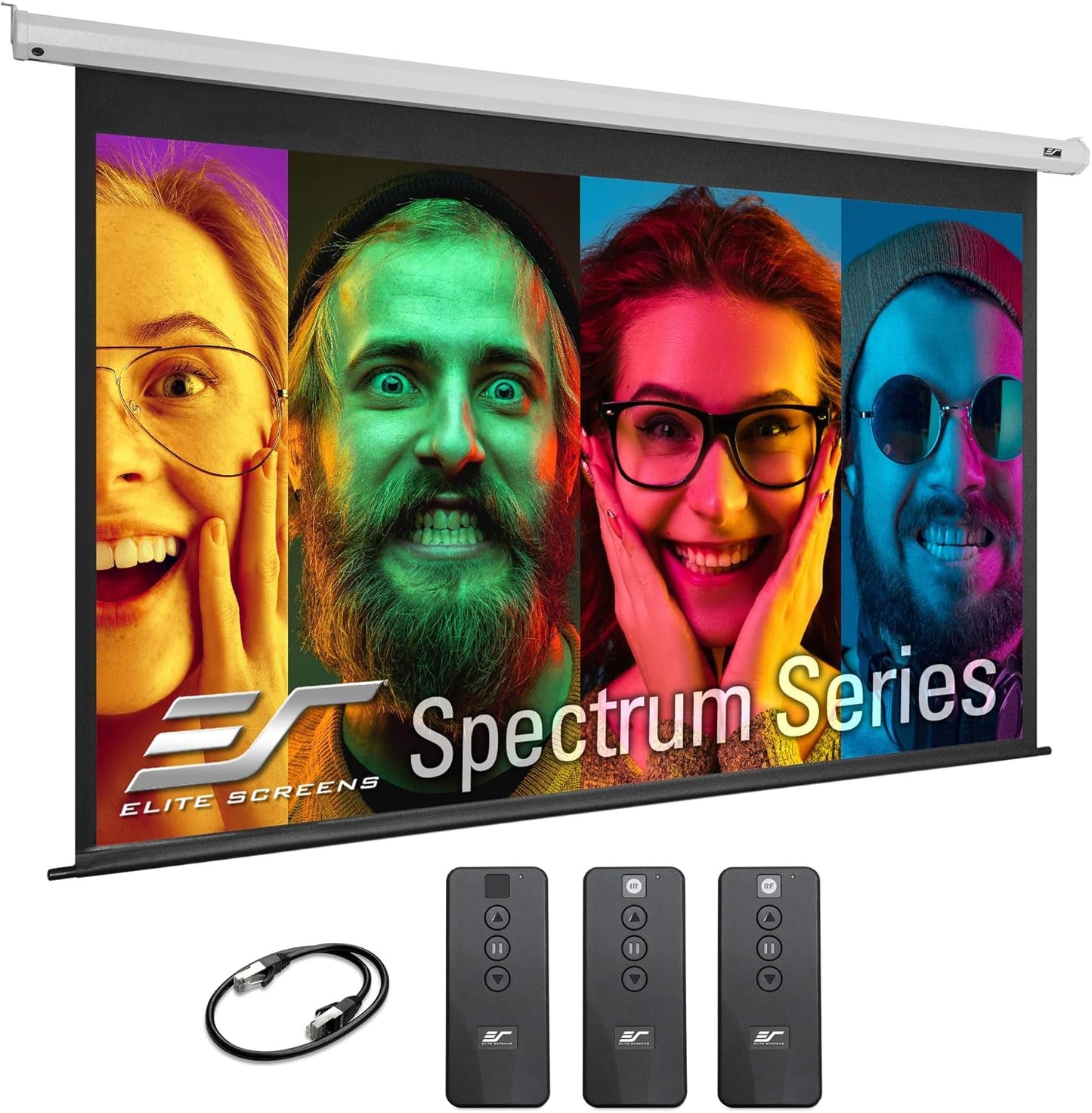 Projector Screen Elite Screens Spectrum RC1 Remote, 180-INCH Diag 16:9, Motorized Projection Screen Movie Home Theater 4K/8K Ultra HD Ready, ELECTRIC180H2
