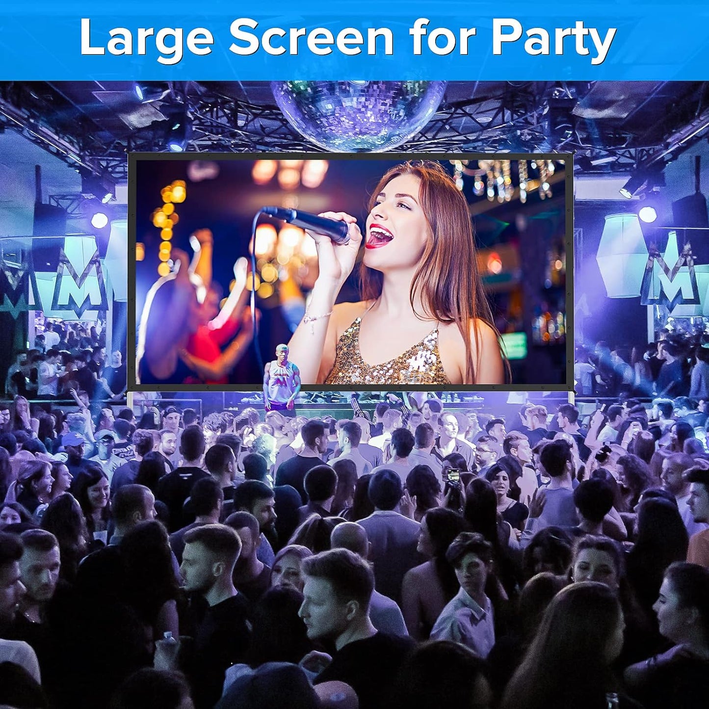 Projector Screen and Stand,JWSIT 135 inch Outdoor Movie Screen-Upgraded 3 Layers PVC 16:9 Outdoor Projector Screen,Portable Video Projection Screen with Carrying Bag for Home Theater Backyard