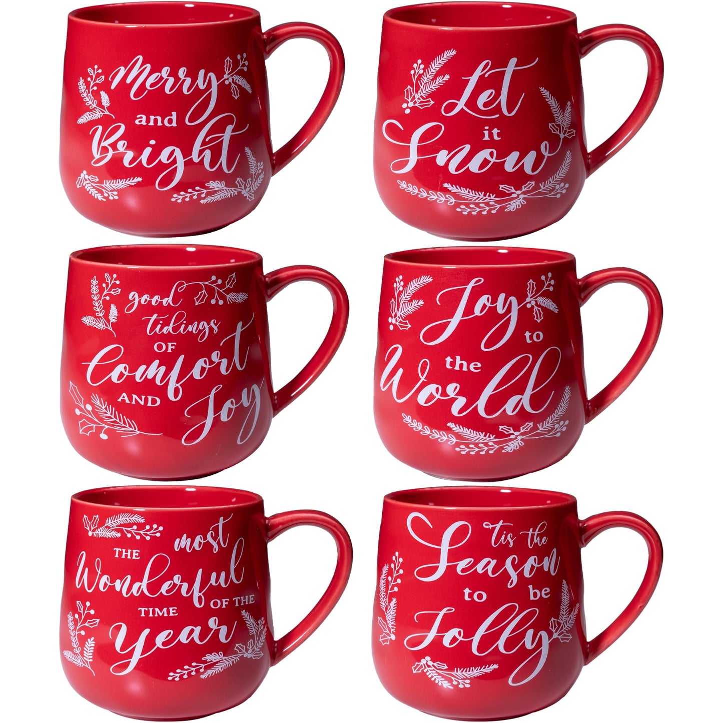 LEHAHA Ceramic Christmas Coffee Mug set,16 OZ Holiday Mugs Set of 6, Festival Coffee Cups with Warm Greeting sayings, Porcelain Christmas Drinkware Ideal for Hot Cocoa, Holiday Tea & Winter Beverages