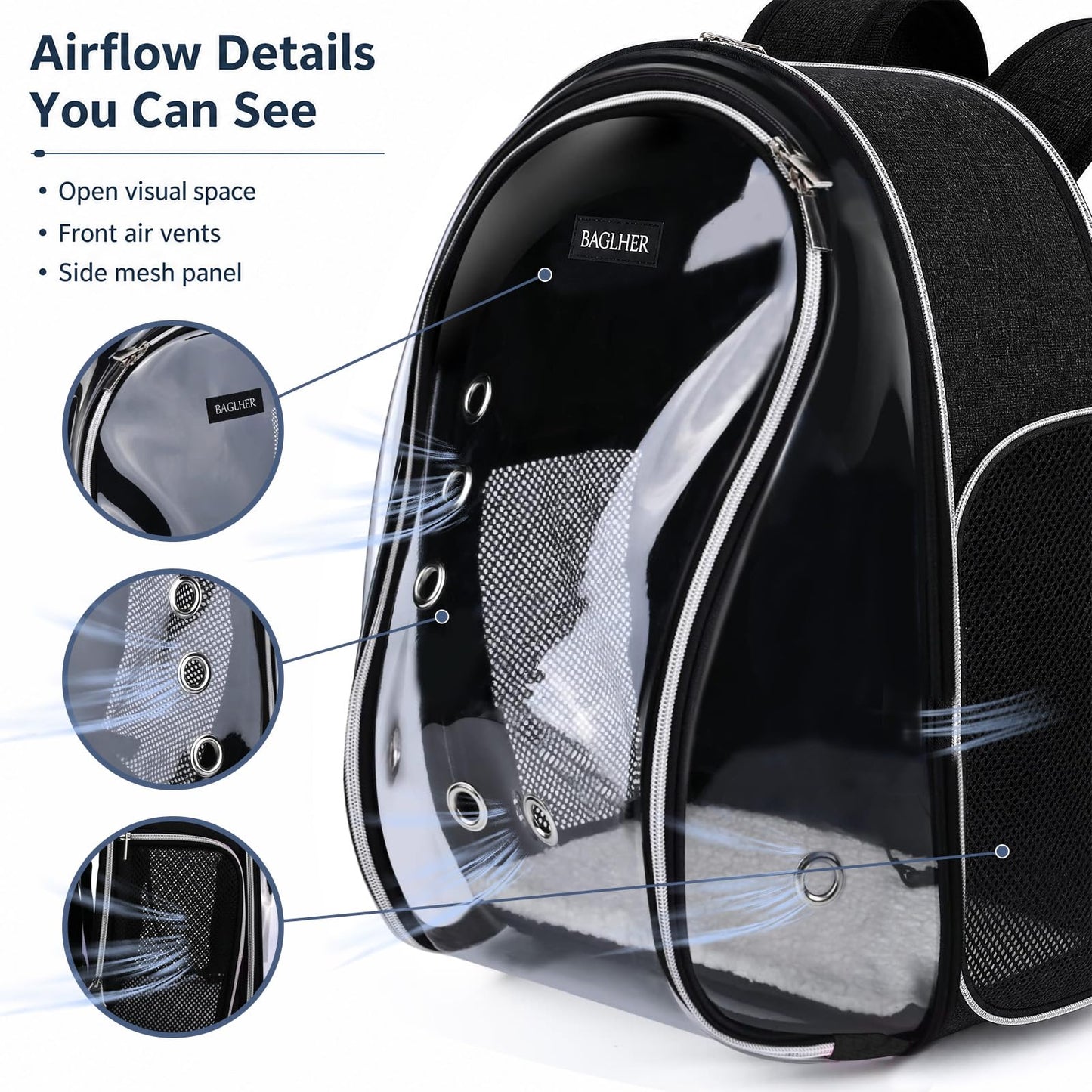 BAGLHER Cat and Dog Carrier Backpack Bubble - Fit Up to 18 Lbs - Airline-Approved Dog Backpack Carrier for Small Pets Puppies Dogs Bunny, Space Capsule Dog Carrier Backpack for Travel Outdoor Hiking, Purple