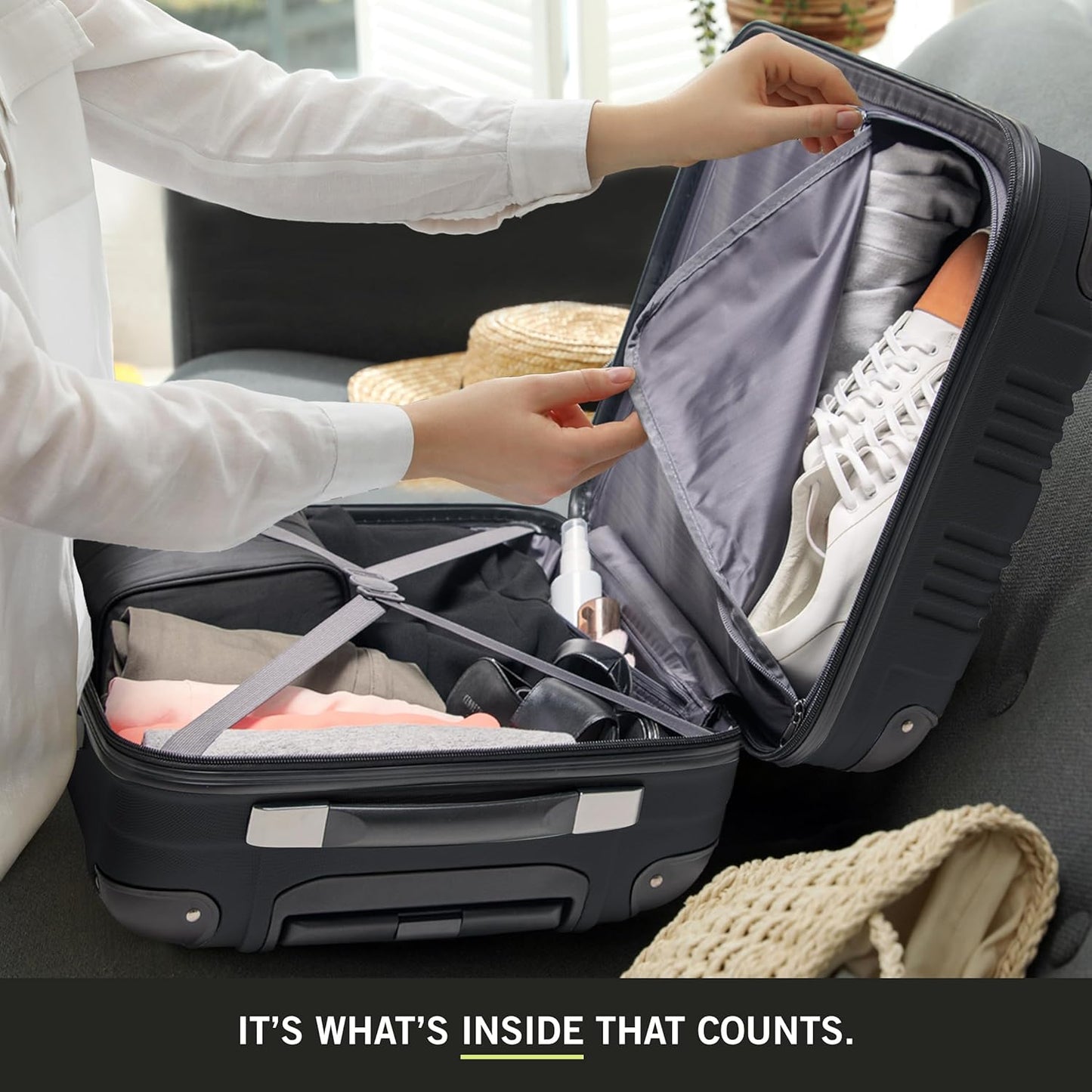 Kenneth Cole REACTION Out of Bounds Lightweight Hardshell 4-Wheel Spinner Luggage, Rose Gold, 2-Piece Set (20" & 28")