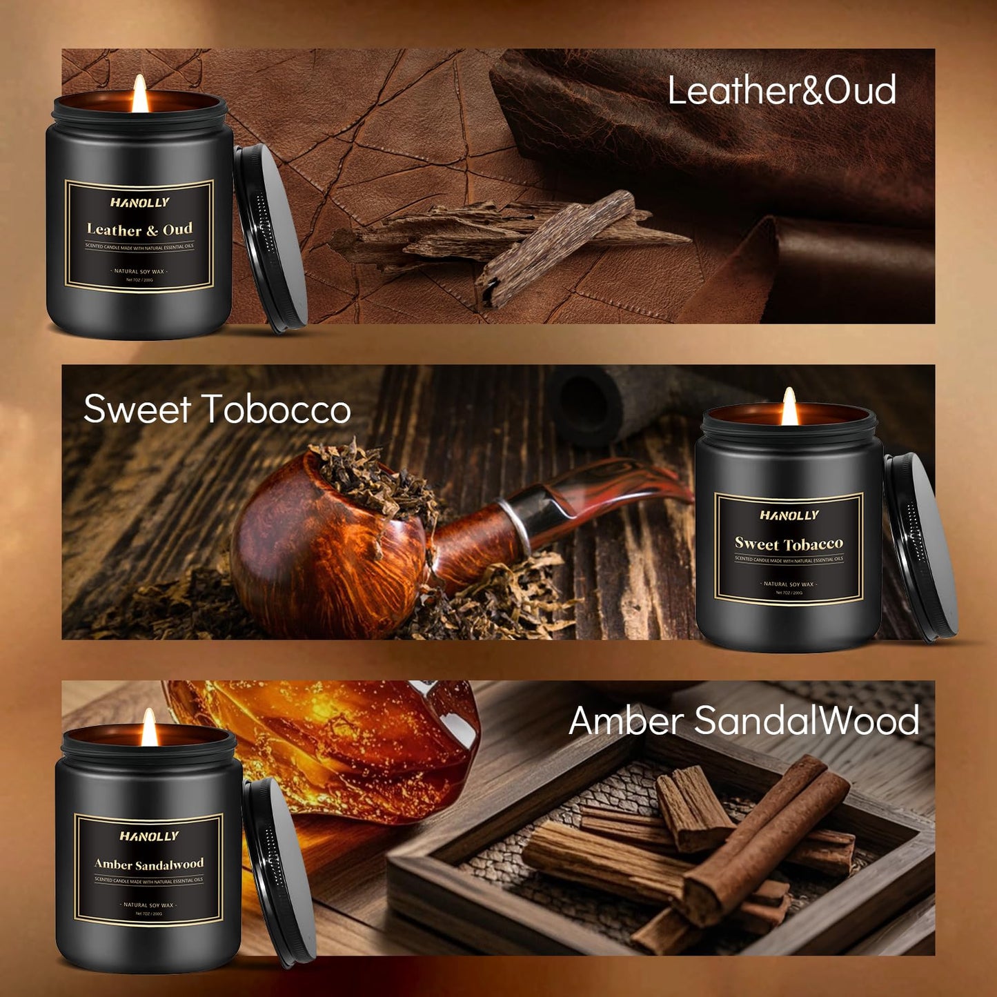 Hotel Scented Candles Set, 6 Pack Candles for Home Scented, Luxury Aromatherapy Jar Candle Gifts for Men & Women, Natural Soy Wax Long Lasting Candle Kit for Fathers Day, Birthday, Christmas