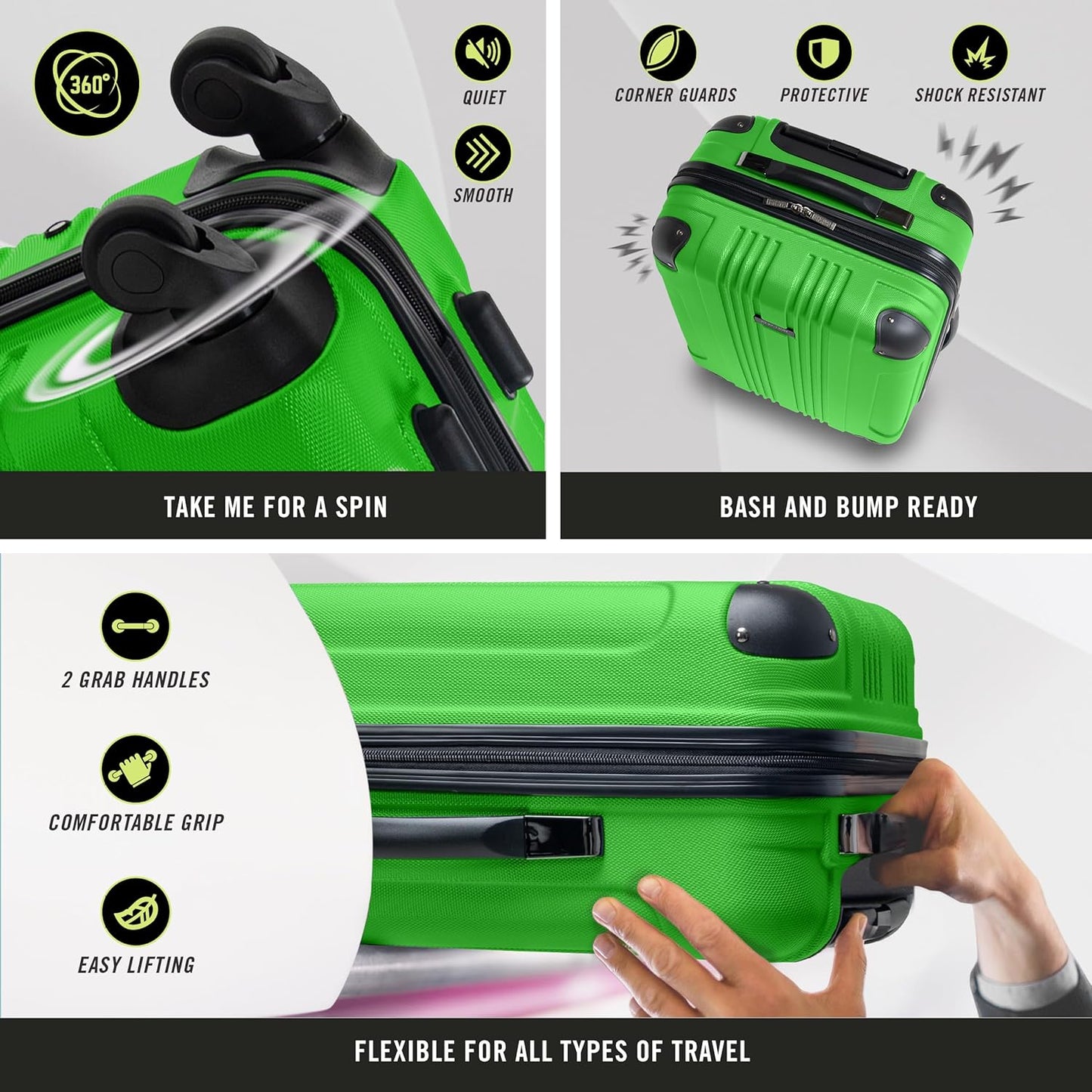 Kenneth Cole REACTION Out of Bounds Lightweight Hardshell 4-Wheel Spinner Luggage, Rose Gold, 2-Piece Set (20" & 28")