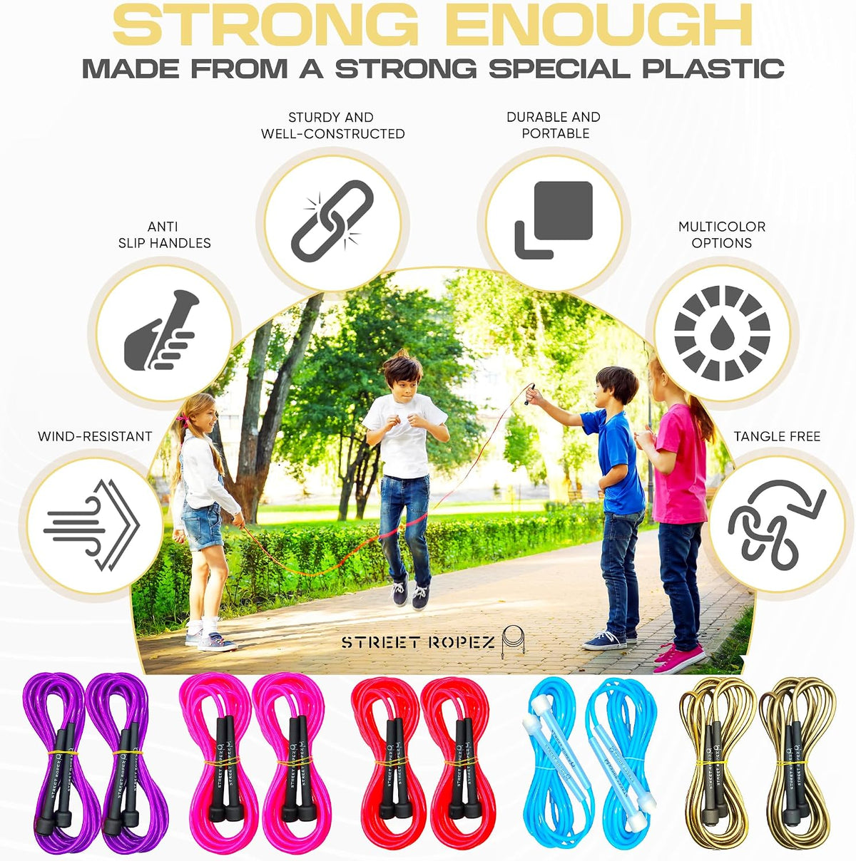 Street Ropez Royalty Double Dutch Jump Ropes (Set of 2) – 14 ft, Heavy-Weight, Tangle-Free, No Doubling Needed, Perfect for Beginners & Pros + Bonus Storage Bag