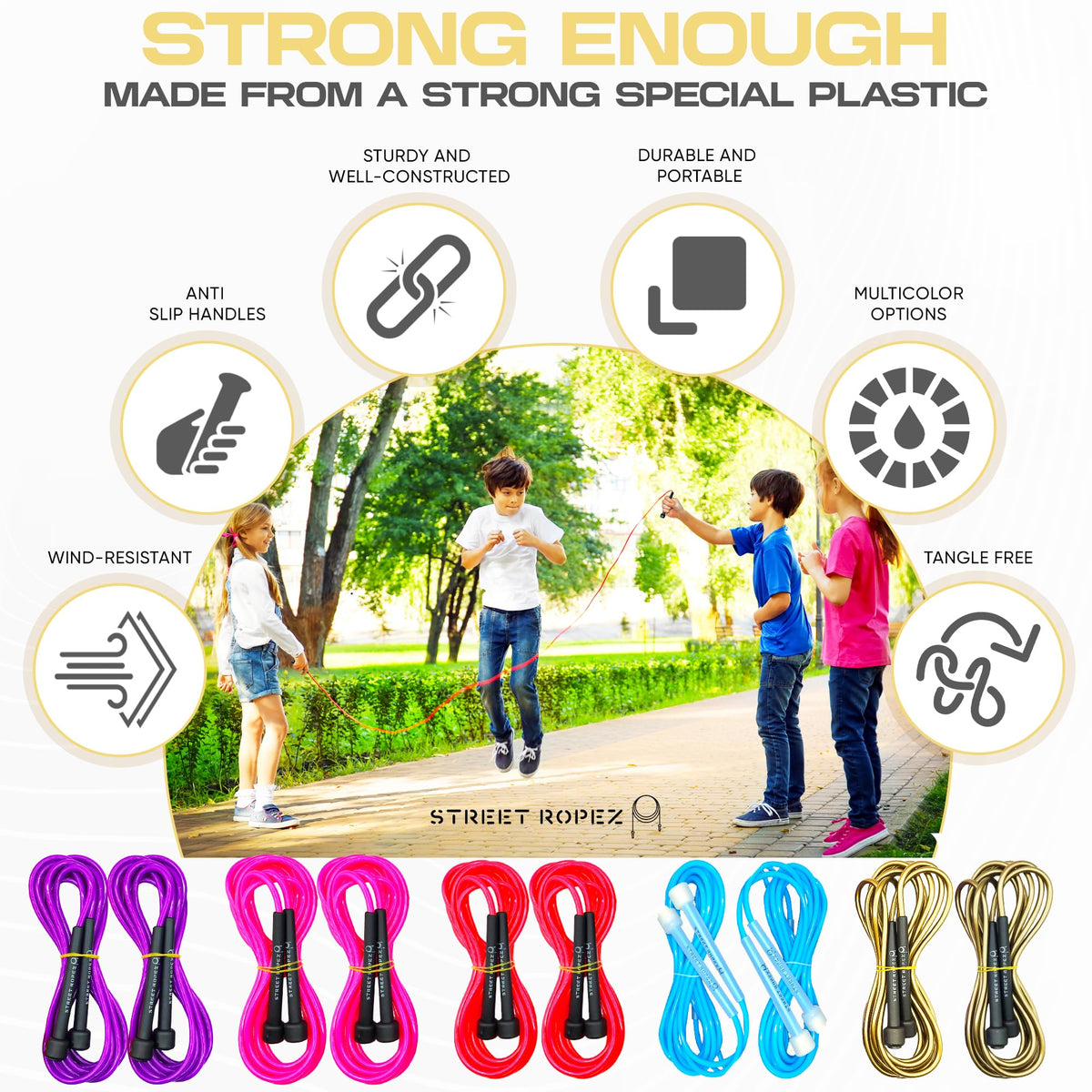 Street Ropez Royalty Double Dutch Jump Ropes (Set of 2) – 14 ft, Heavy-Weight, Tangle-Free, No Doubling Needed, Perfect for Beginners & Pros + Bonus Storage Bag