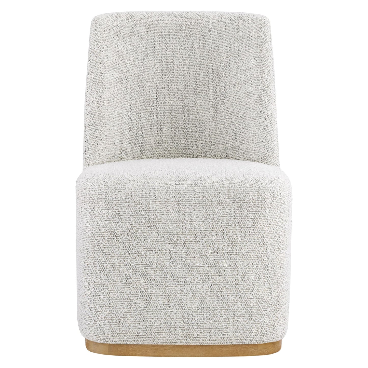 CHITA Upholstered Rolling Dining Chair with Casters Set of 2, Oatmeal | FSC Certified Modern Fabric Dining Chair with Casters, Boucle Dining Chairs for Reading Room Kitchen Dining Room