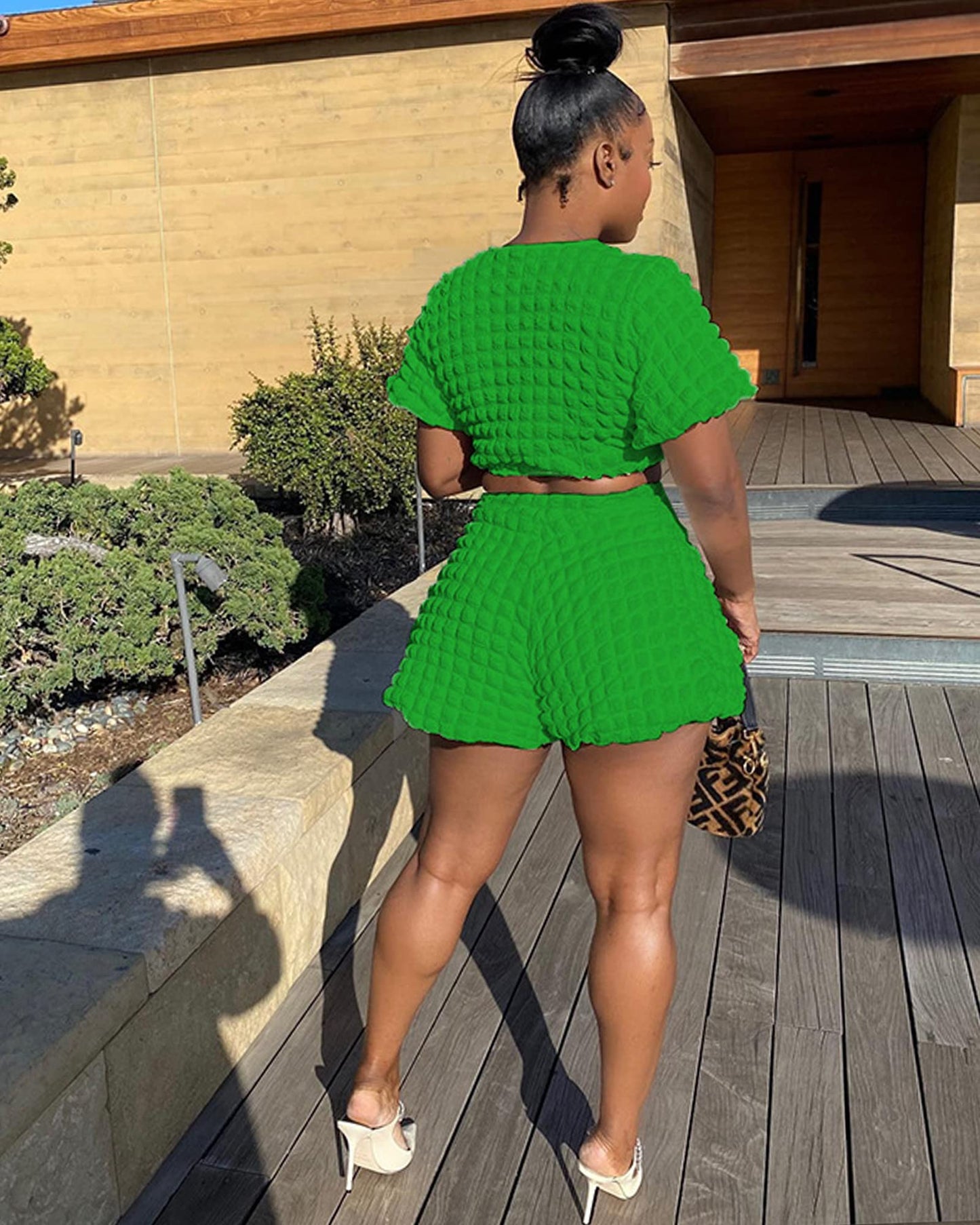 Doweha Womens Two Piece Short Sets for Summer Cute 2 Piece Outfits 2026 Casual Short Sleeve Crop Top And Shorts Matching Sets