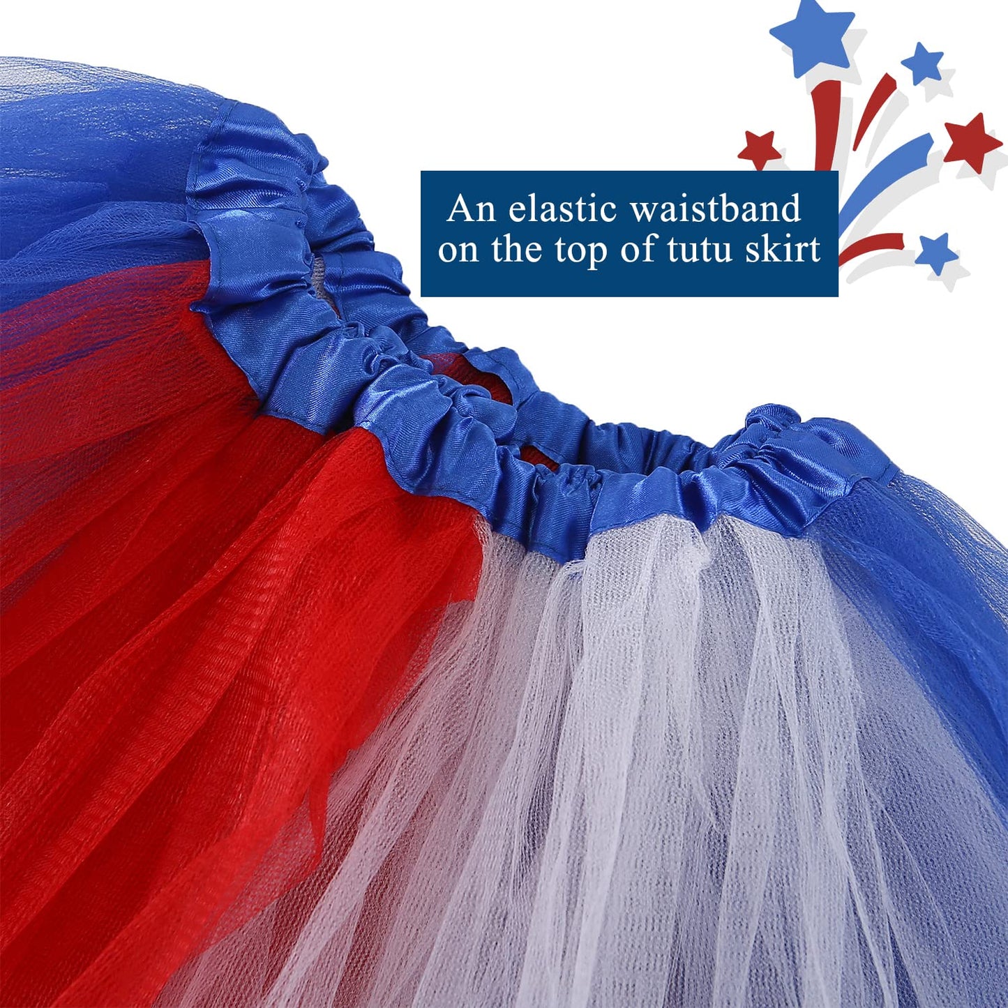4th of July Tutu Tulle Skirt for Girls Women, Red White Blue Tutu Skirt Kids Adult Independence Day Patriotic Costume Unisex