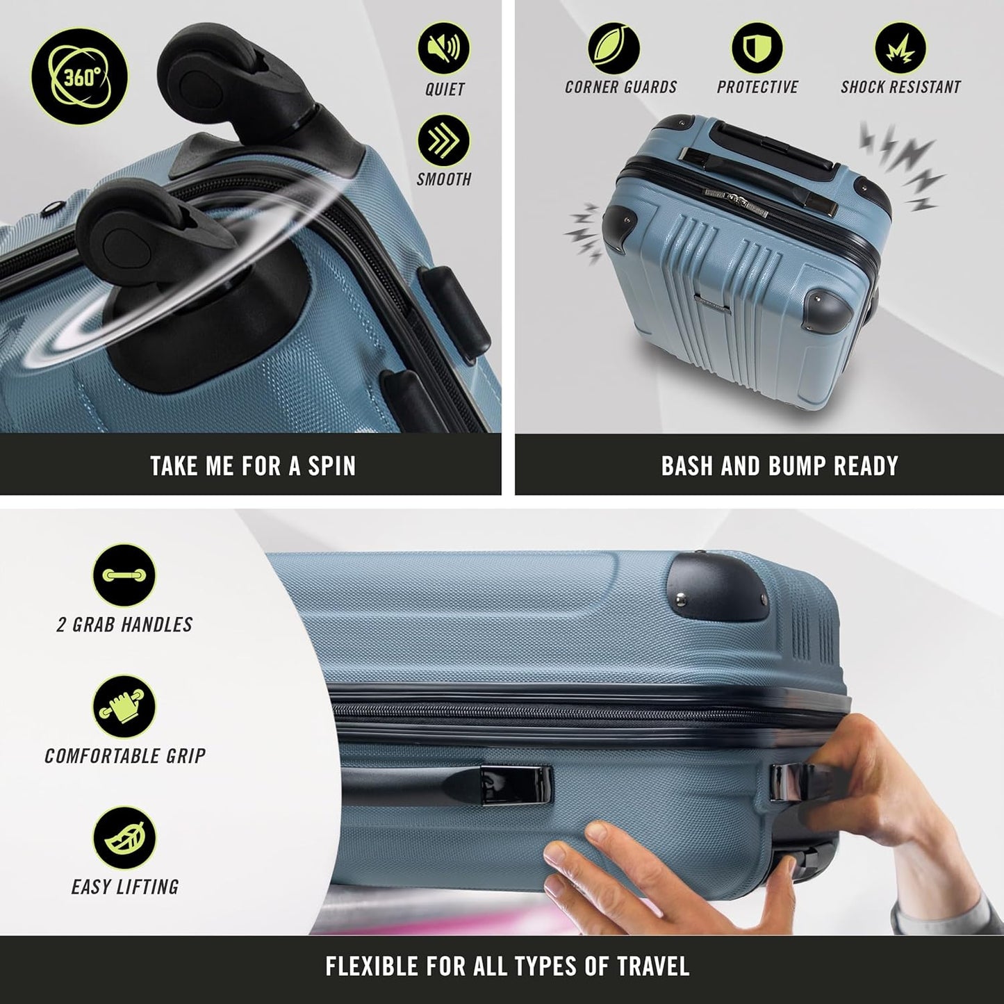 Kenneth Cole REACTION Out of Bounds Lightweight Hardshell 4-Wheel Spinner Luggage, Rose Gold, 2-Piece Set (20" & 28")