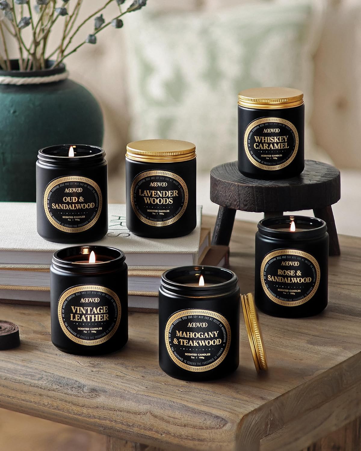 AOOVOO Scented Candles Gift Set - 6 Pack Men Candles for Home Scented, Soy Candle Set for Men, 42 oz 300 Hour Long Lasting Candle for Birthday, Father's Day, Valentine, Christmas, Anniversary