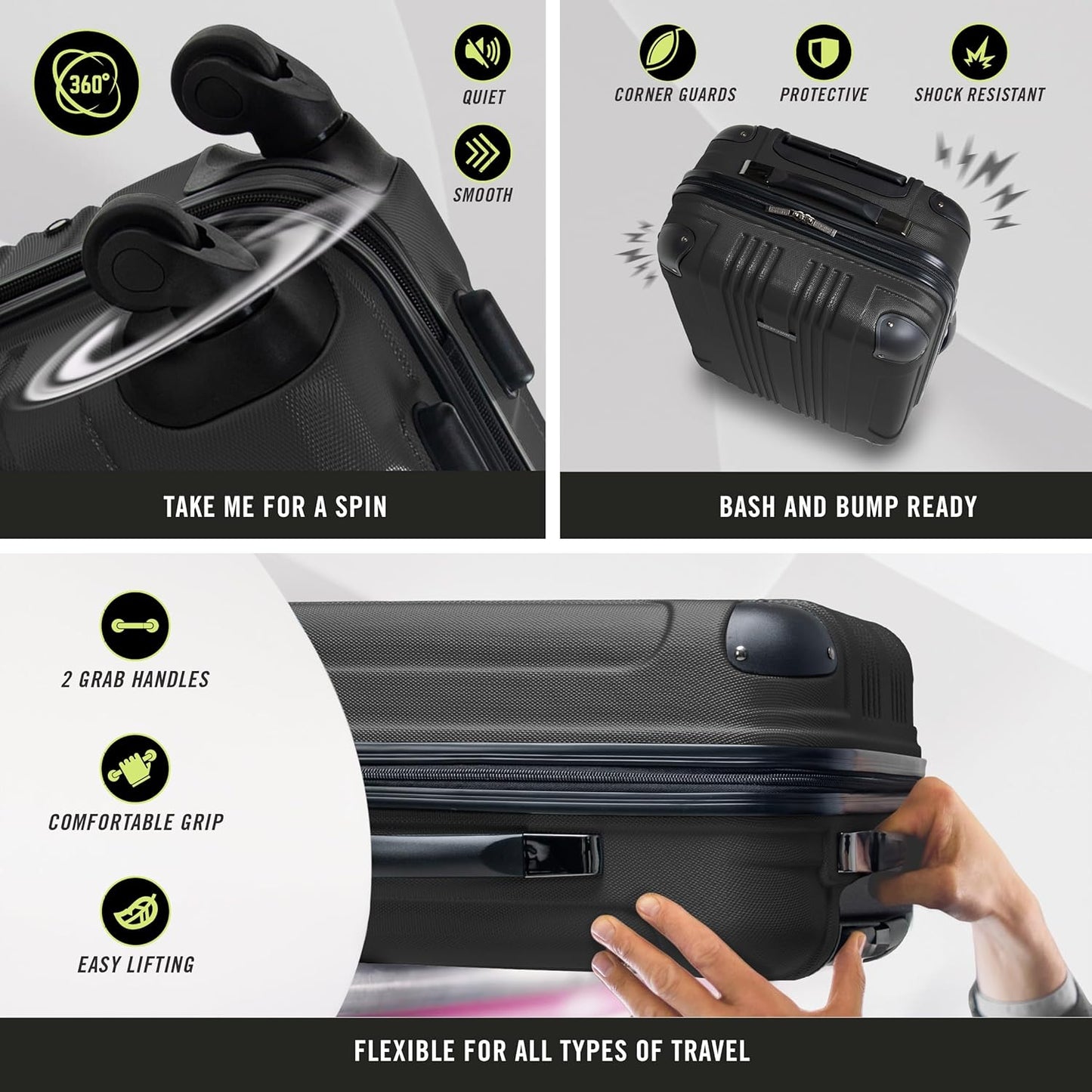 Kenneth Cole REACTION Out of Bounds Lightweight Hardshell 4-Wheel Spinner Luggage, Rose Gold, 2-Piece Set (20" & 28")