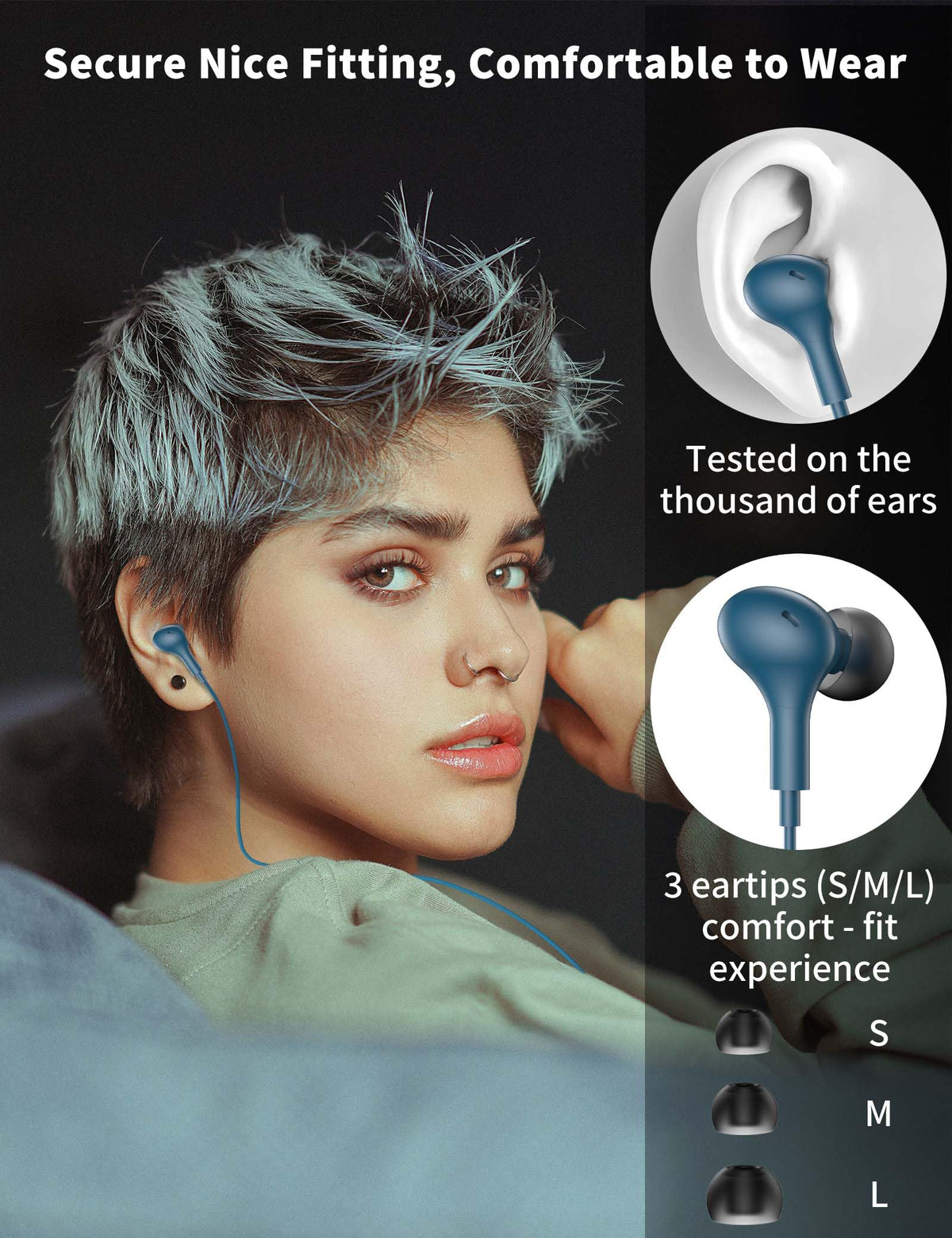 3.5mm Wired Earbuds with Mic for MacBook/Chormebook PC,Magnetic In Ear Buds