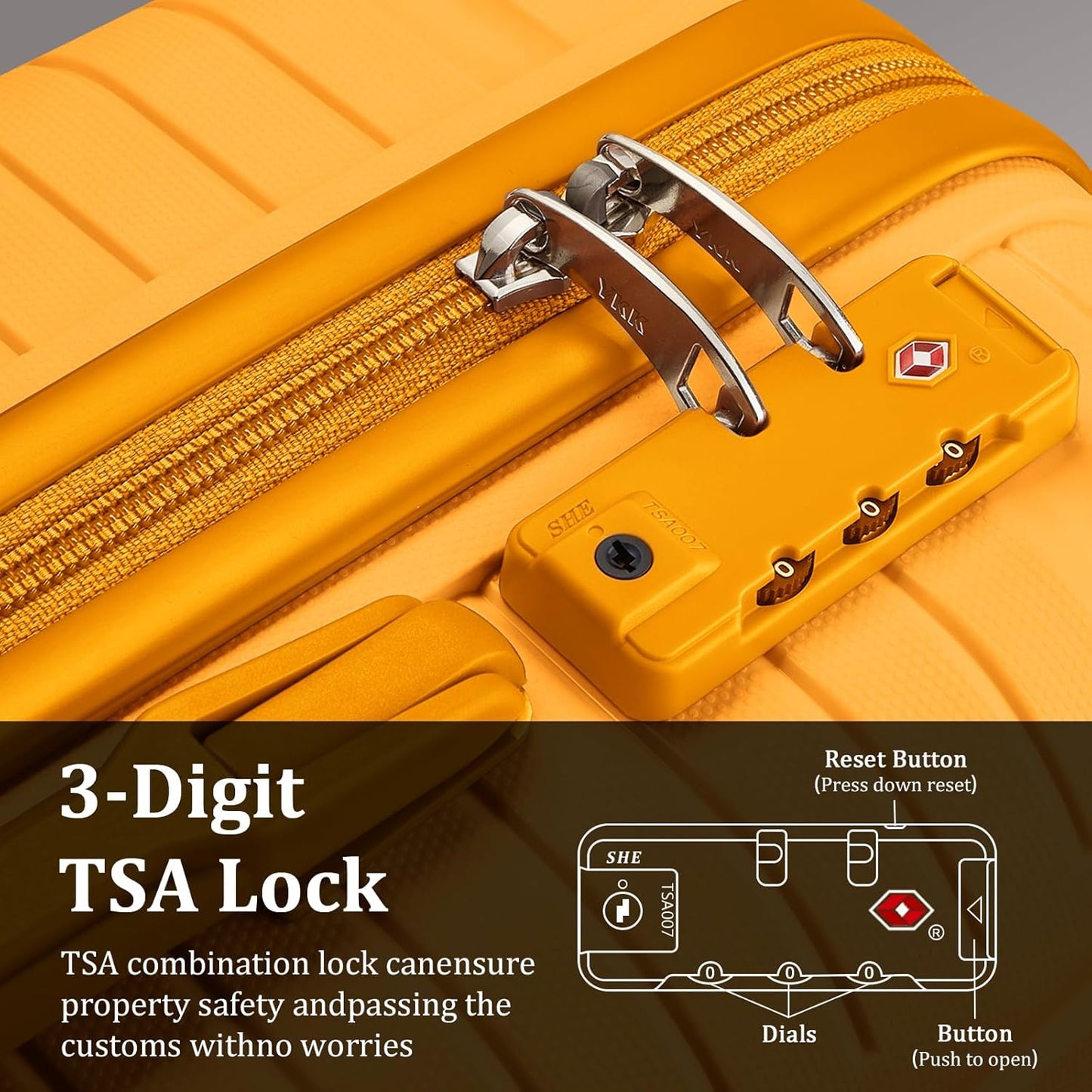 Joyway Luggage Sets 5 Piece PP Hardshell Carry on Suitcase, Travel Lightweight Carry-on with Double Spinner Wheels and TSA Lock, Purple