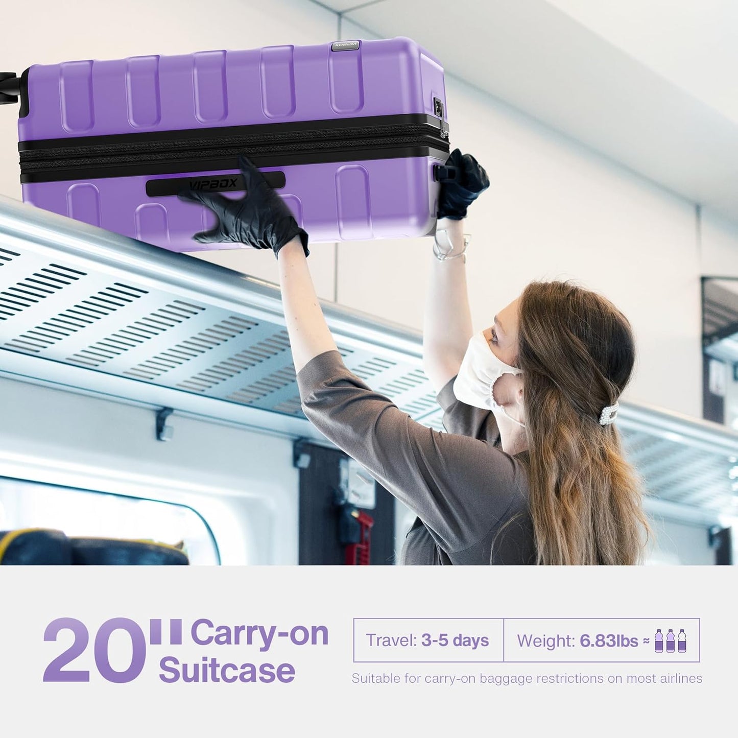 Luggage Sets 3 Piece (3-YEARS VIP SERVICE) Hardside Expandable Lightweight Premium Polycarbonate Simple Beautiful Travel Suitcase with Wheels x1 TSA Approved Lock for Women Men, Green