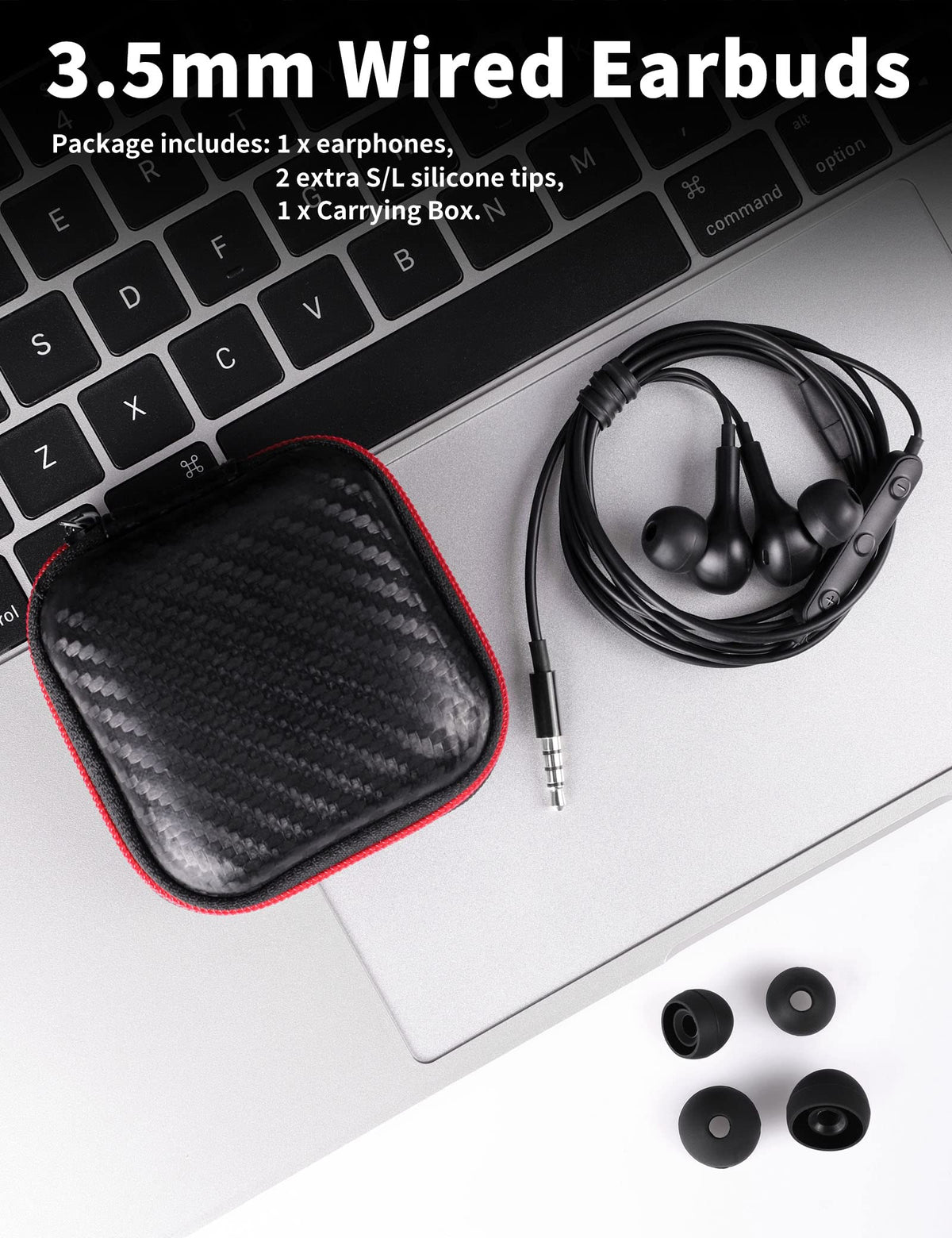3.5mm Wired Earbuds with Mic for MacBook/Chormebook PC,Magnetic In Ear Buds