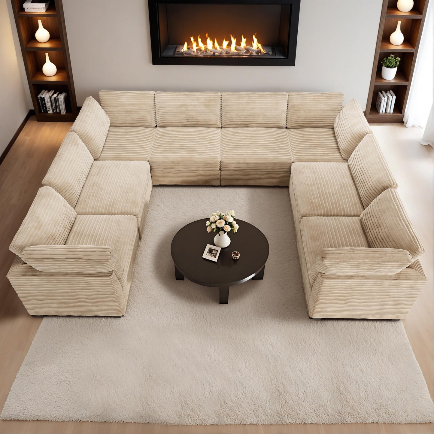 HOOOWOOO Modular Sectional Sofa,5 Pieces Sectional Couches for Living Room,98X98 L Shaped Cloud Couch Set(Grey Velvet Corduroy)