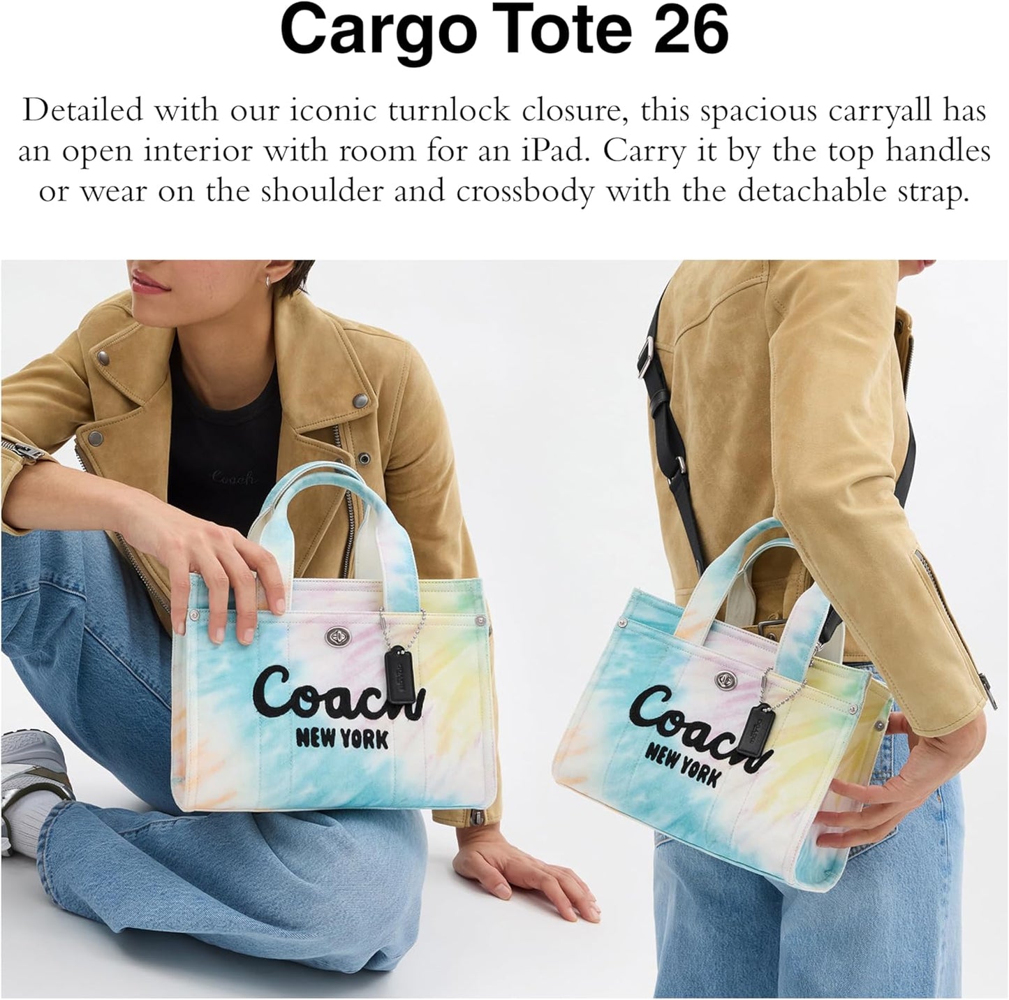 COACH Women's Camo Printed Canvas Cargo Tote 26