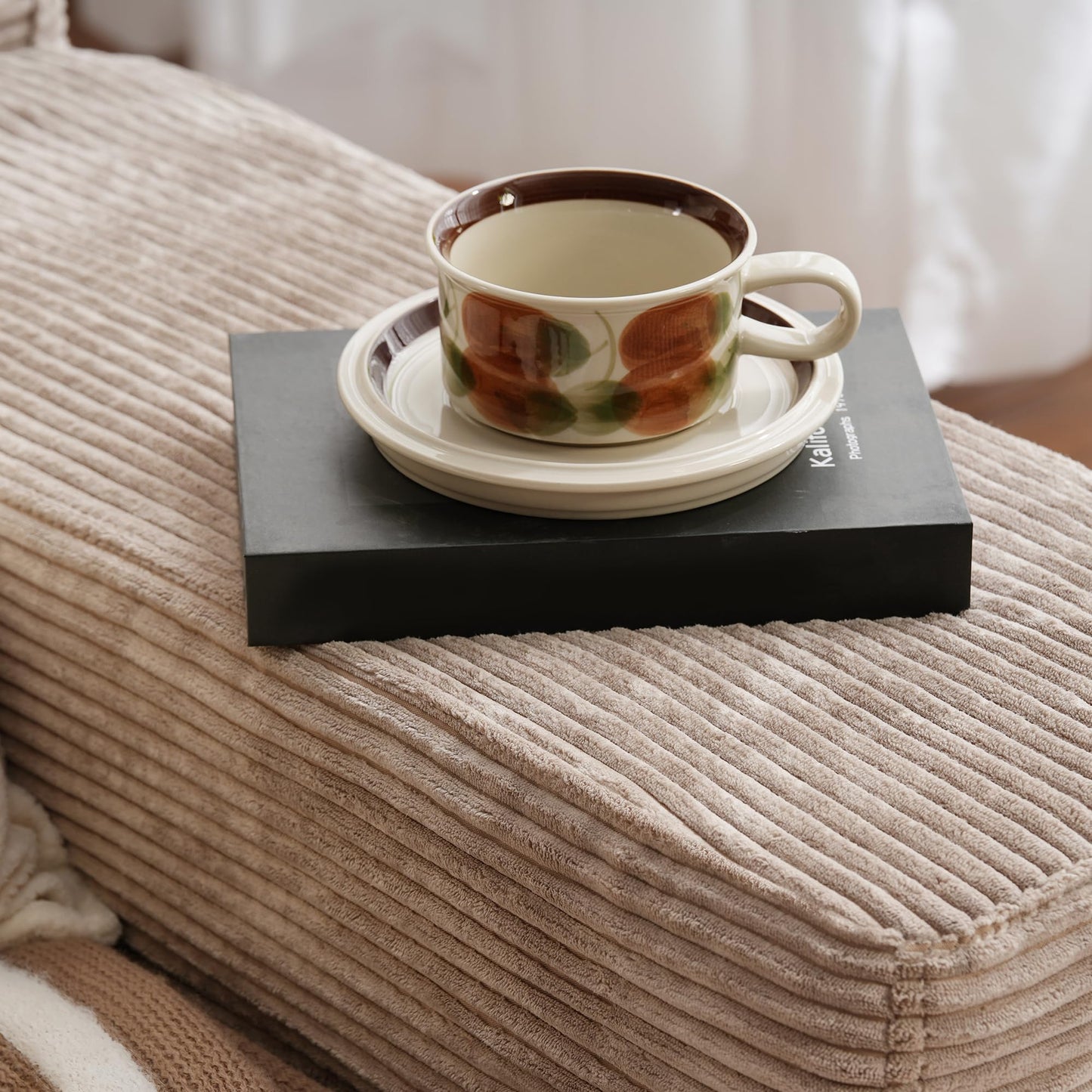 ovios 104" Cloud Sectional Couch with L-Shape Chaise,Modern Modular Sofa with Deep Seat, Upholstered Couches for Living Room Bedroom,No Assembly Required, Black (Corduroy Fabric)