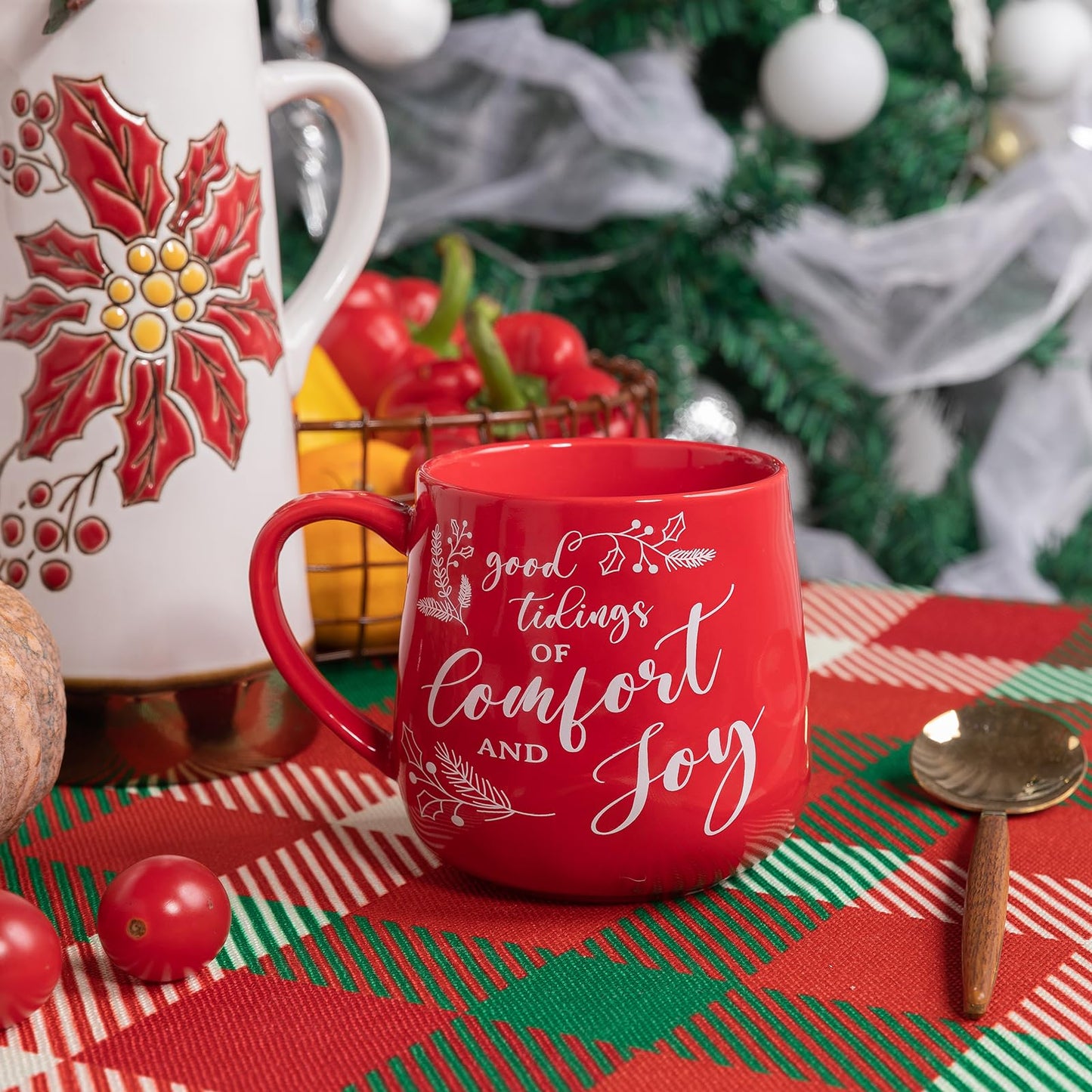 LEHAHA Ceramic Christmas Coffee Mug set,16 OZ Holiday Mugs Set of 6, Festival Coffee Cups with Warm Greeting sayings, Porcelain Christmas Drinkware Ideal for Hot Cocoa, Holiday Tea & Winter Beverages