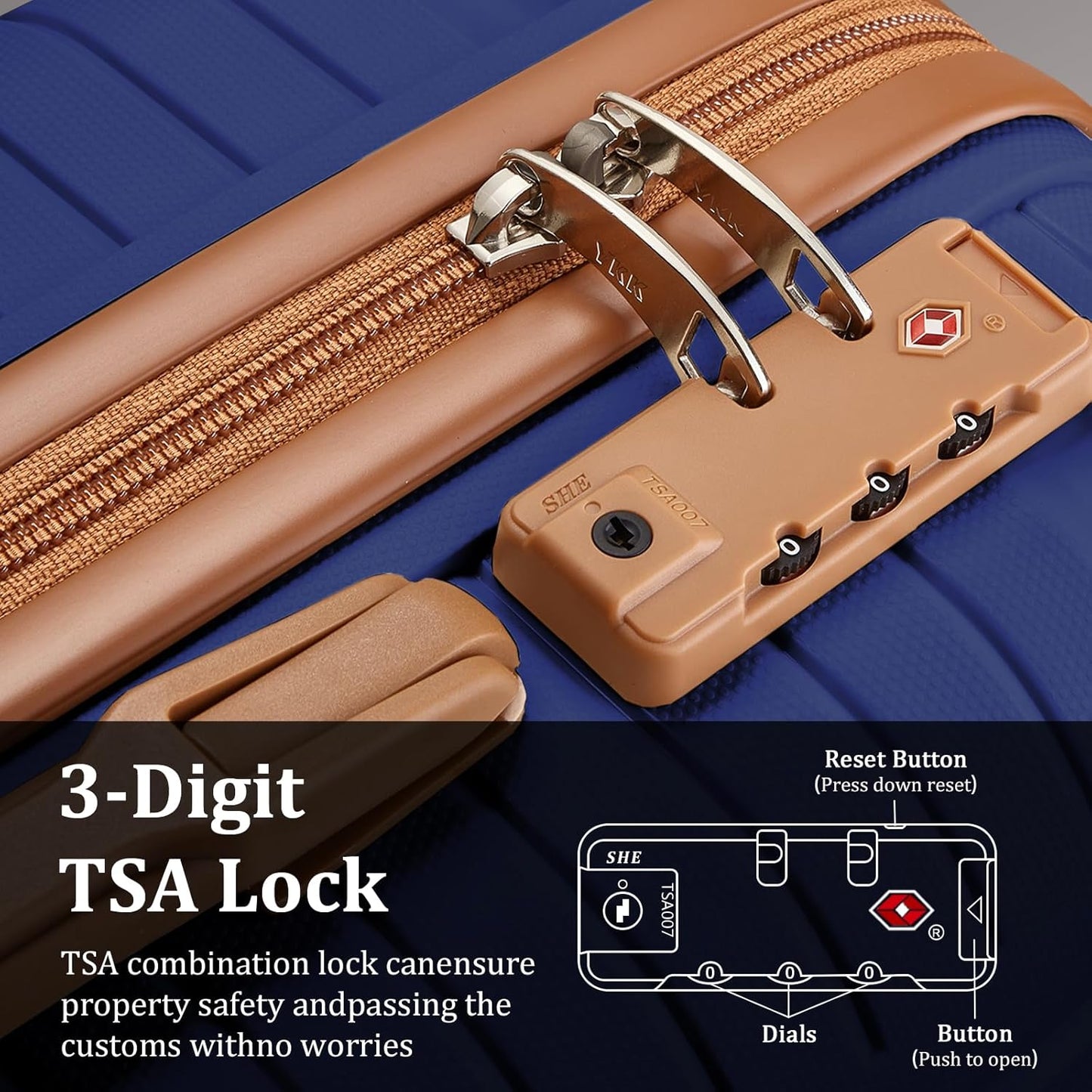 Joyway Luggage Sets 5 Piece PP Hardshell Carry on Suitcase, Travel Lightweight Carry-on with Double Spinner Wheels and TSA Lock, Purple