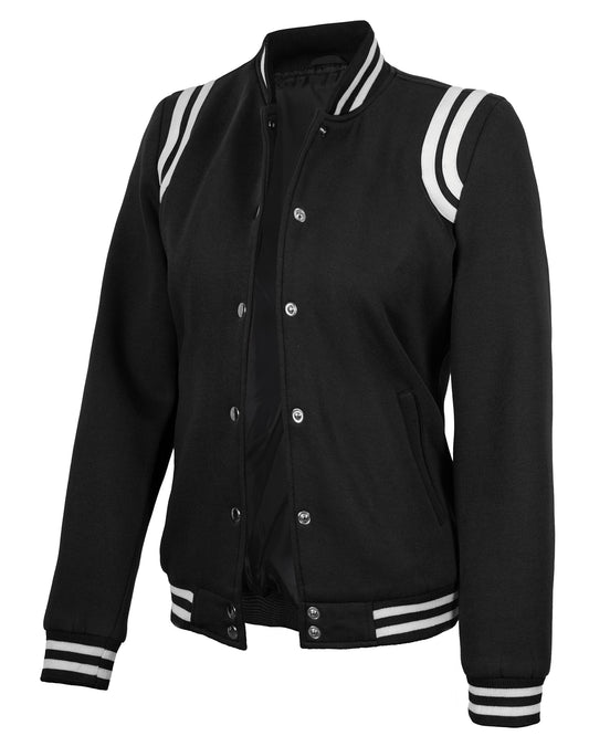 Decrum Varsity Jacket Women – Lightweight Soft Fleece Highschool Baseball Letterman Style Womens Bomber Jackets