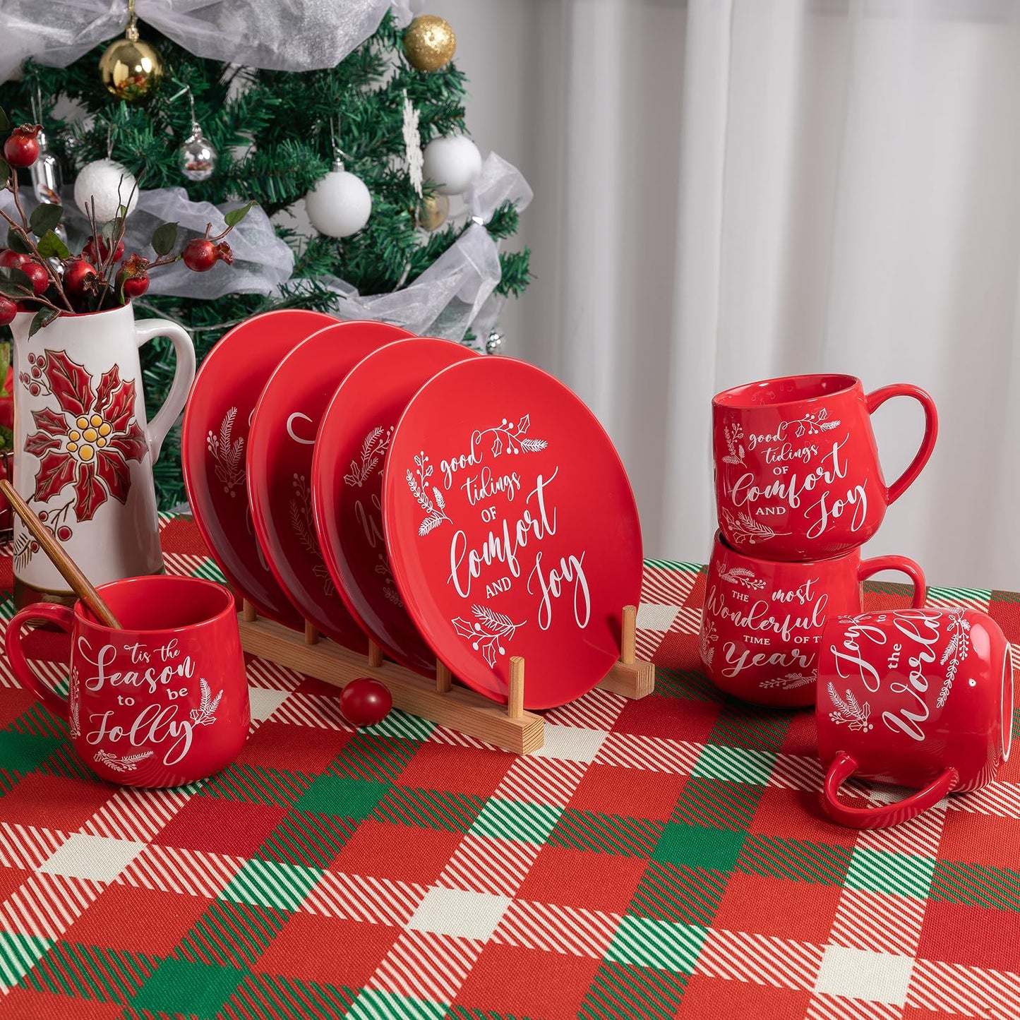 LEHAHA Ceramic Christmas Coffee Mug set,16 OZ Holiday Mugs Set of 6, Festival Coffee Cups with Warm Greeting sayings, Porcelain Christmas Drinkware Ideal for Hot Cocoa, Holiday Tea & Winter Beverages