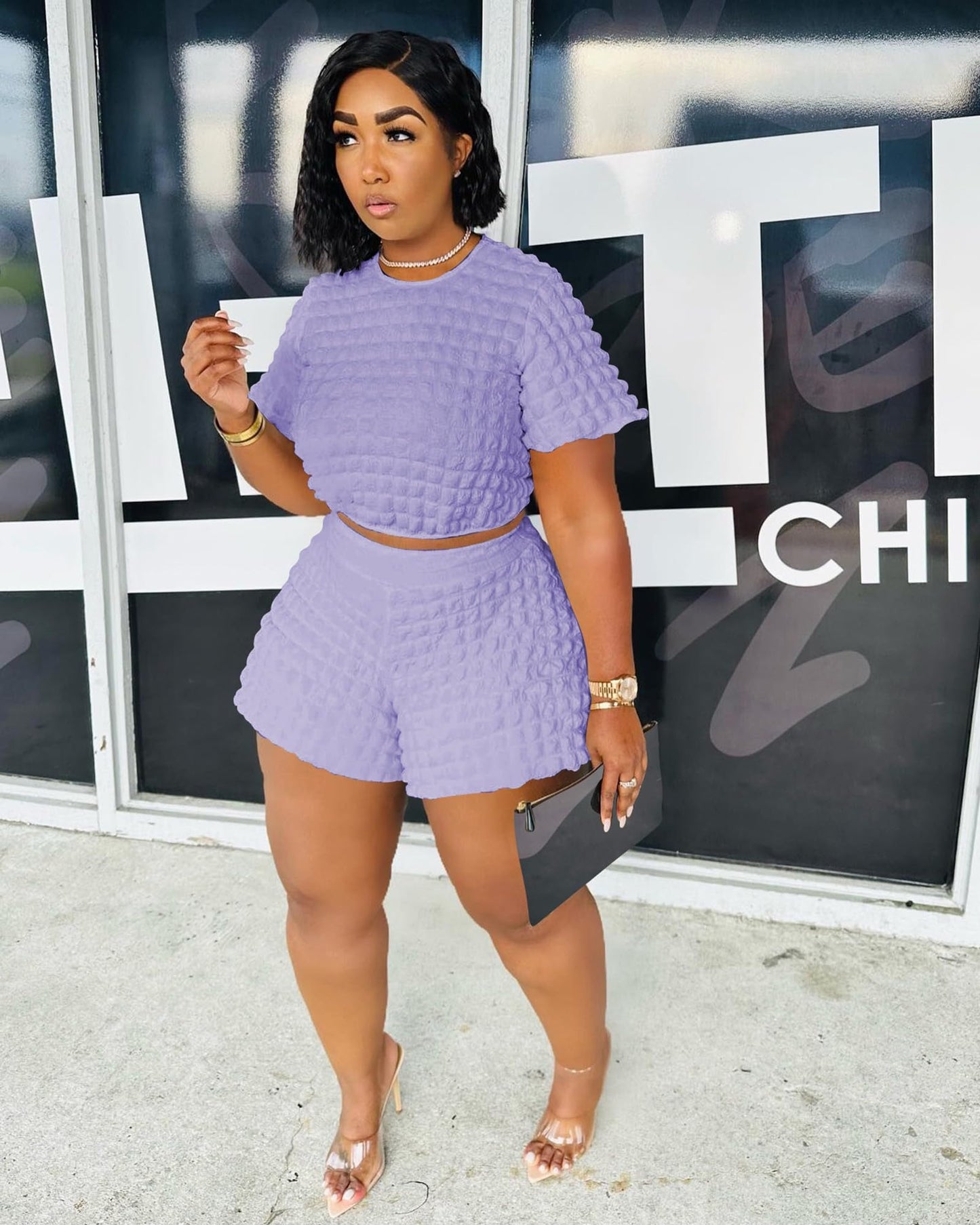 Doweha Womens Two Piece Short Sets for Summer Cute 2 Piece Outfits 2026 Casual Short Sleeve Crop Top And Shorts Matching Sets