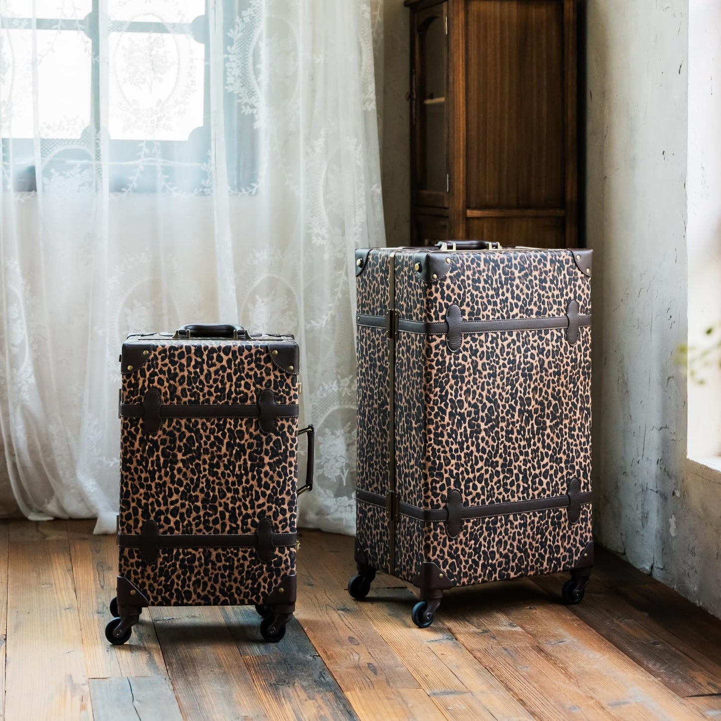 urecity Vintage Luggage Sets of 3 Piece - Hardside Lightweight Spinner Suitcases - Retro Travel Set includes Under Seat Train Case, 26"+20"+12"