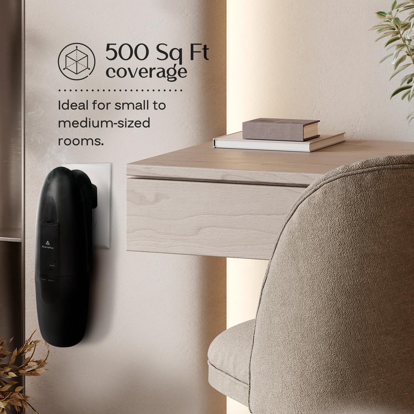 AROMAPLAN Authentic Plug in Waterless Diffuser - Up to 500 Sq. FT Coverage - Nanotechnology Plug in Oil Diffuser for Essential Oils -for Home and Office - Wall Silent & Waterless Oil Diffuser (White)