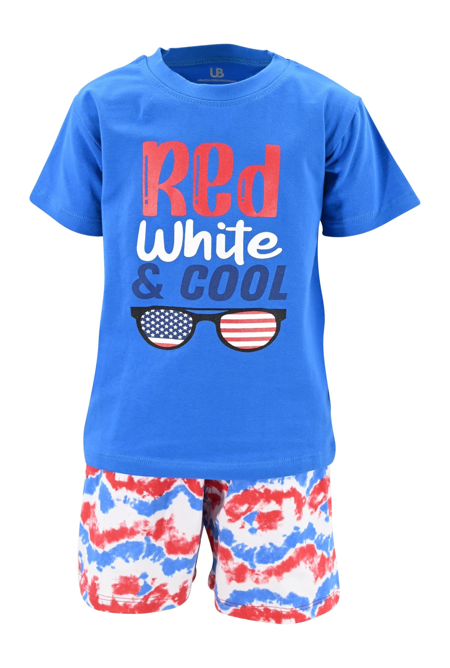 Boys 2pc Shorts Set Outfit Short Sleeve Shirt with Bold Applique Print and Shorts