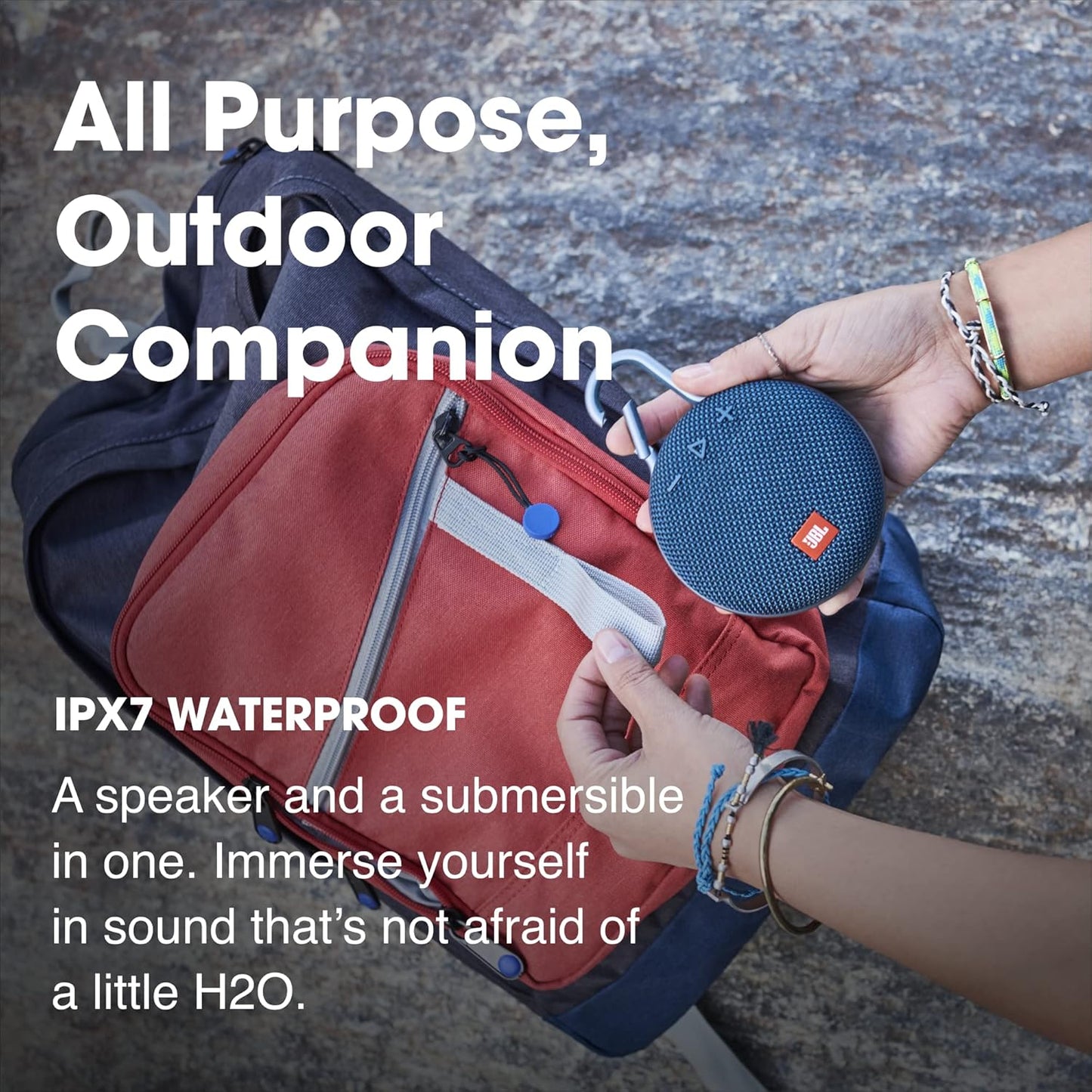 JBL Clip 3, Blue - Waterproof, Durable & Portable Bluetooth Speaker - Up to 10 Hours of Play - Includes Noise-Cancelling Speakerphone & Wireless Streaming