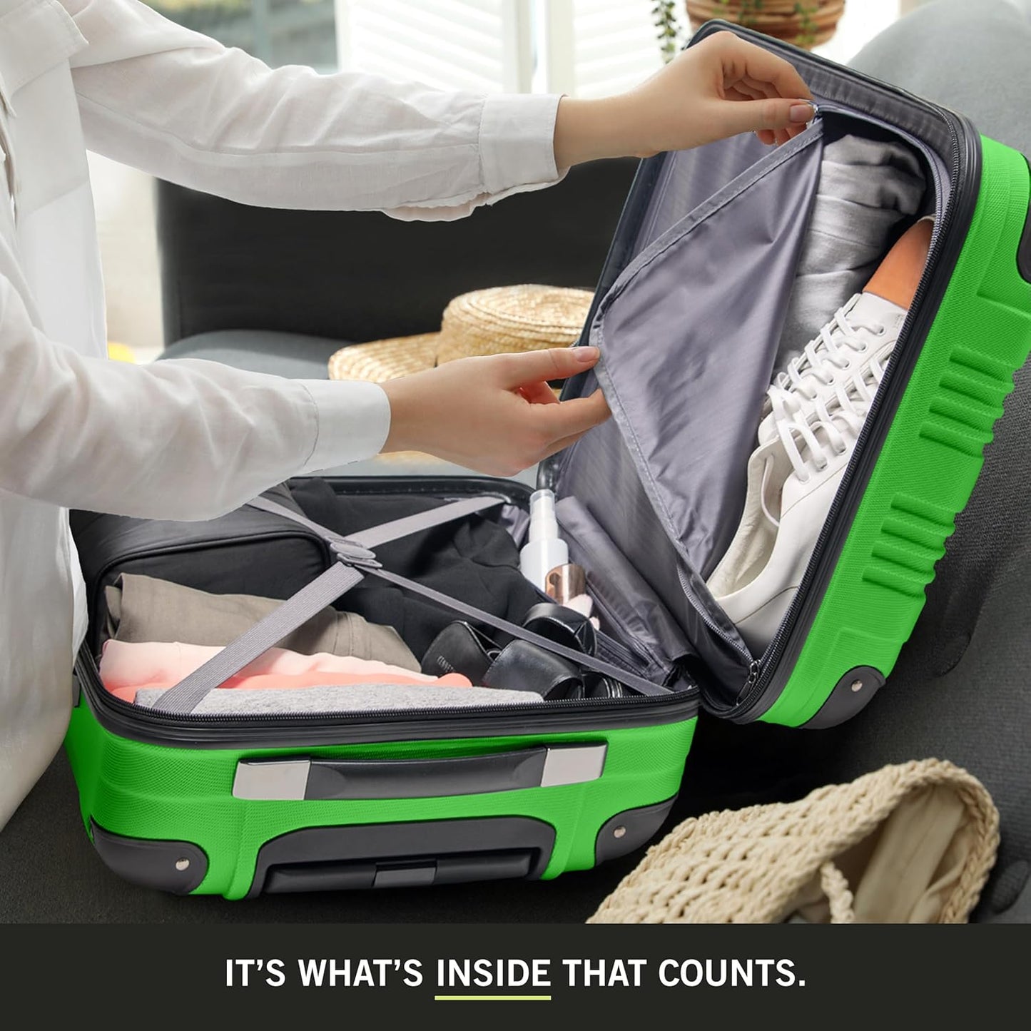 Kenneth Cole REACTION Out of Bounds Lightweight Hardshell 4-Wheel Spinner Luggage, Rose Gold, 2-Piece Set (20" & 28")