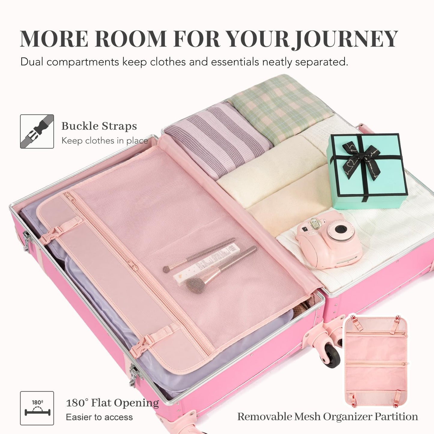 urecity Vintage Luggage Sets of 3 Piece - Hardside Lightweight Spinner Suitcases - Retro Travel Set includes Under Seat Train Case, 26"+20"+12"
