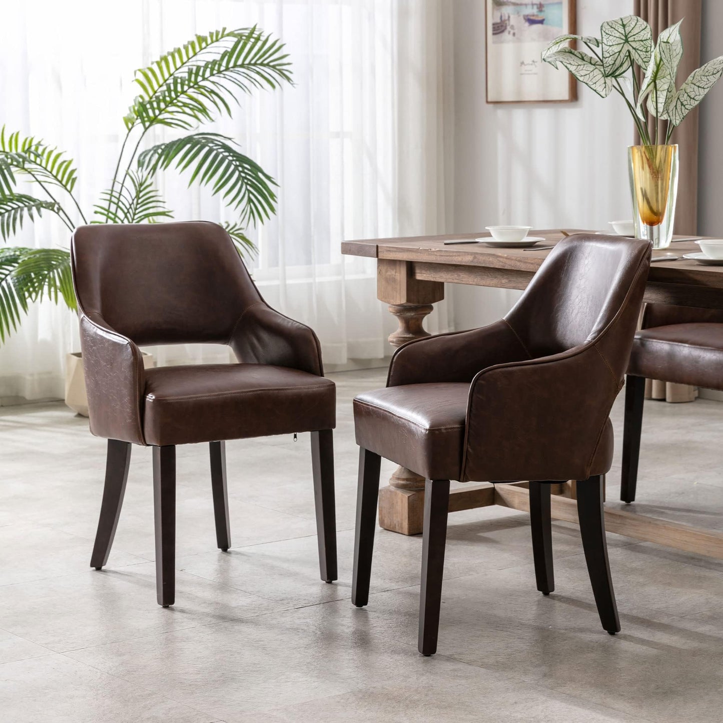 Linen Dining Chairs Set of 4 Upholstered Accent Chairs Side Chair with Wood Legs for Living Room/Dining Room/Bedroom/Restaurant, Cream