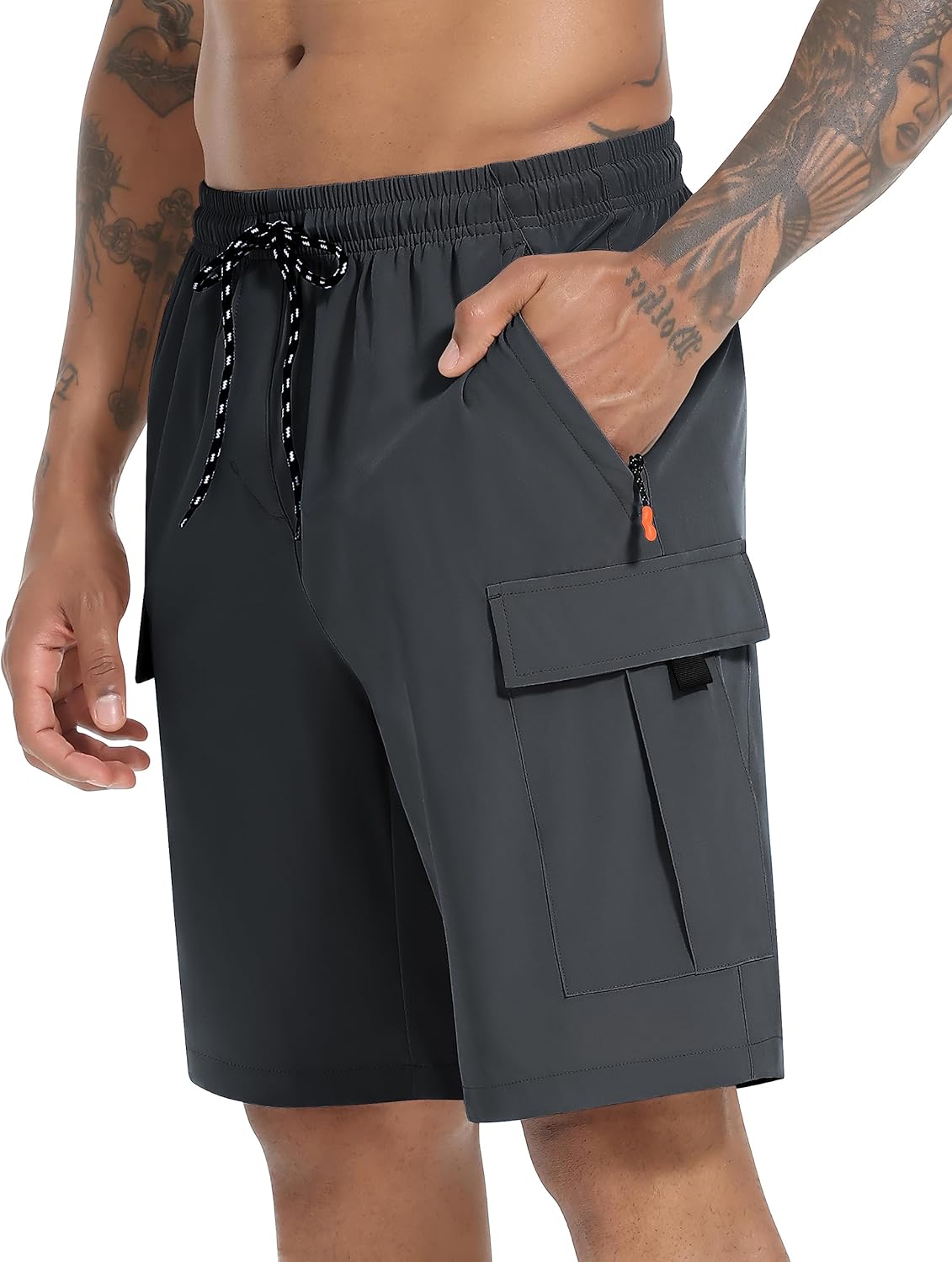 Men's Cargo Shorts Quick Dry Lightweight Stretch Hiking Shorts for Men with 5 Pockets No Lining