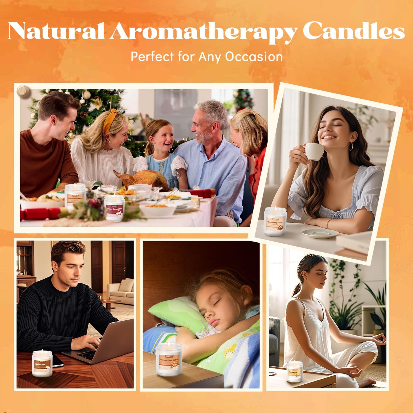 Hotel Scented Candles Set, 6 Pack Candles for Home Scented, Luxury Aromatherapy Jar Candle Gifts for Men & Women, Natural Soy Wax Long Lasting Candle Kit for Fathers Day, Birthday, Christmas