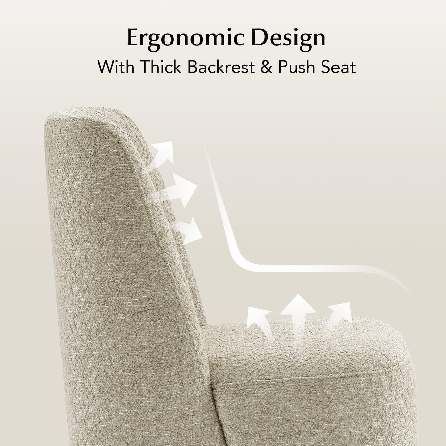 CHITA Upholstered Rolling Dining Chair with Casters Set of 2, Oatmeal | FSC Certified Modern Fabric Dining Chair with Casters, Boucle Dining Chairs for Reading Room Kitchen Dining Room
