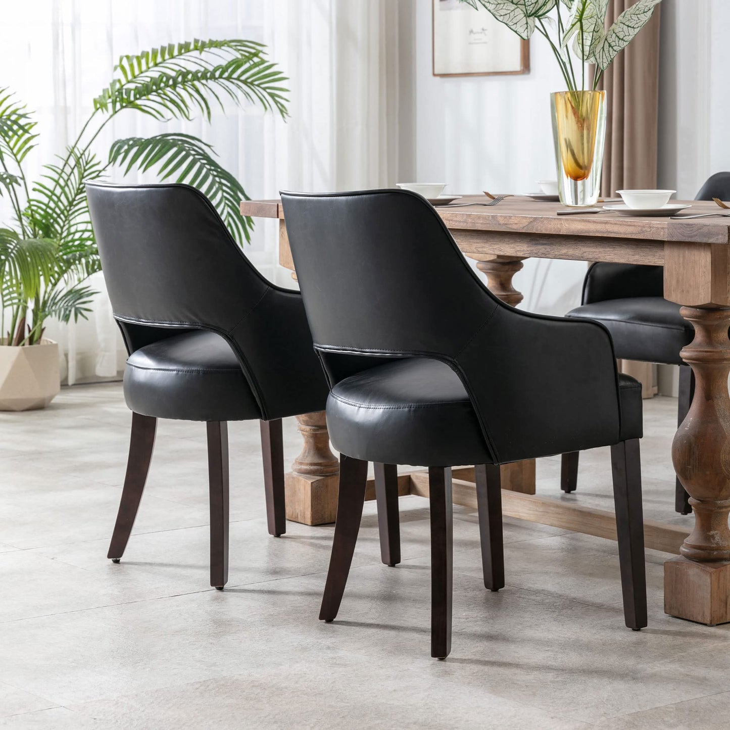 Linen Dining Chairs Set of 4 Upholstered Accent Chairs Side Chair with Wood Legs for Living Room/Dining Room/Bedroom/Restaurant, Cream