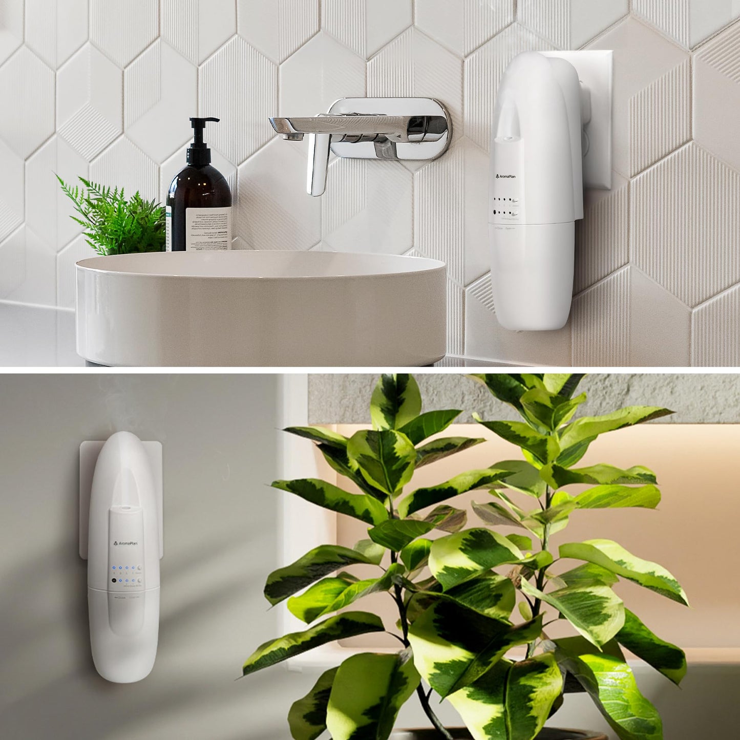 AROMAPLAN Authentic Plug in Waterless Diffuser - Up to 500 Sq. FT Coverage - Nanotechnology Plug in Oil Diffuser for Essential Oils -for Home and Office - Wall Silent & Waterless Oil Diffuser (White)