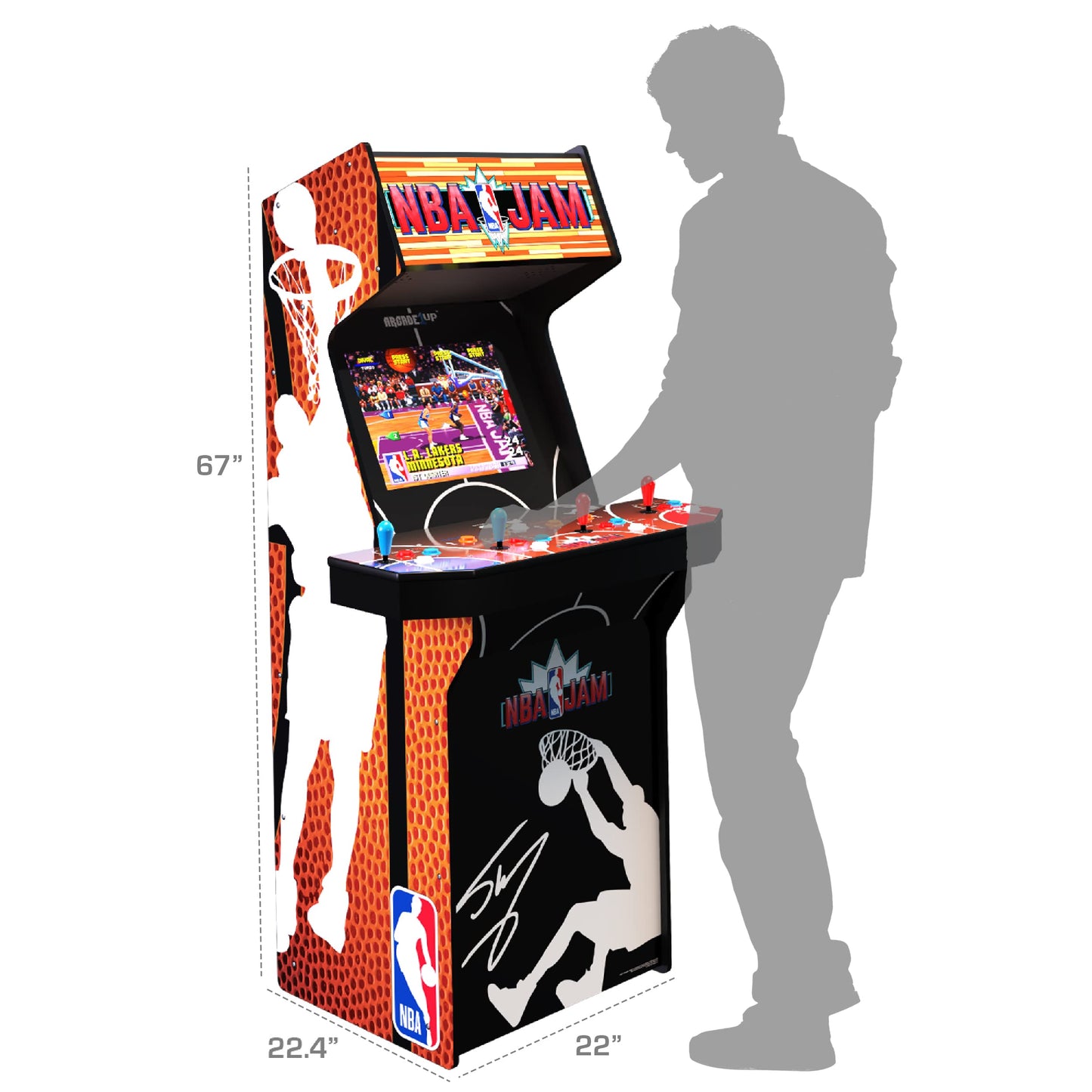 ARCADE1UP NBA Jam Deluxe 2-Player Control Panel Arcade Machine, Built for Your Home, 5 Foot Tall Cabinet with 3 Classic Games