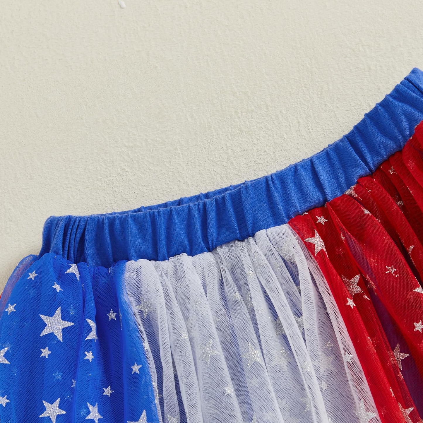4th of July Tutu Girls Red White and Blue Tulle Skirts Sparkle Stars Fluffy Dress Kids Toddler Fourth of July Outfit