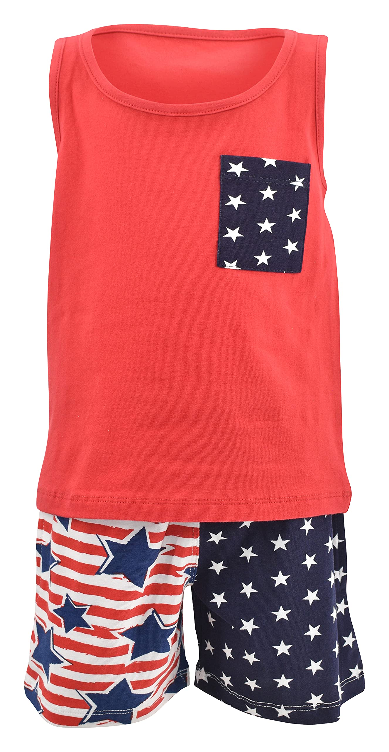 Unique Baby Boys Patriotic Stars Stripes 4th of July Short Set