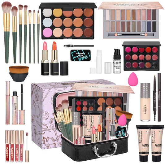 All-in-One Makeup Kit - Multi-Purpose Eyeshadow Palette, Concealer & Foundation - Portable Women's Full Makeup Kit
