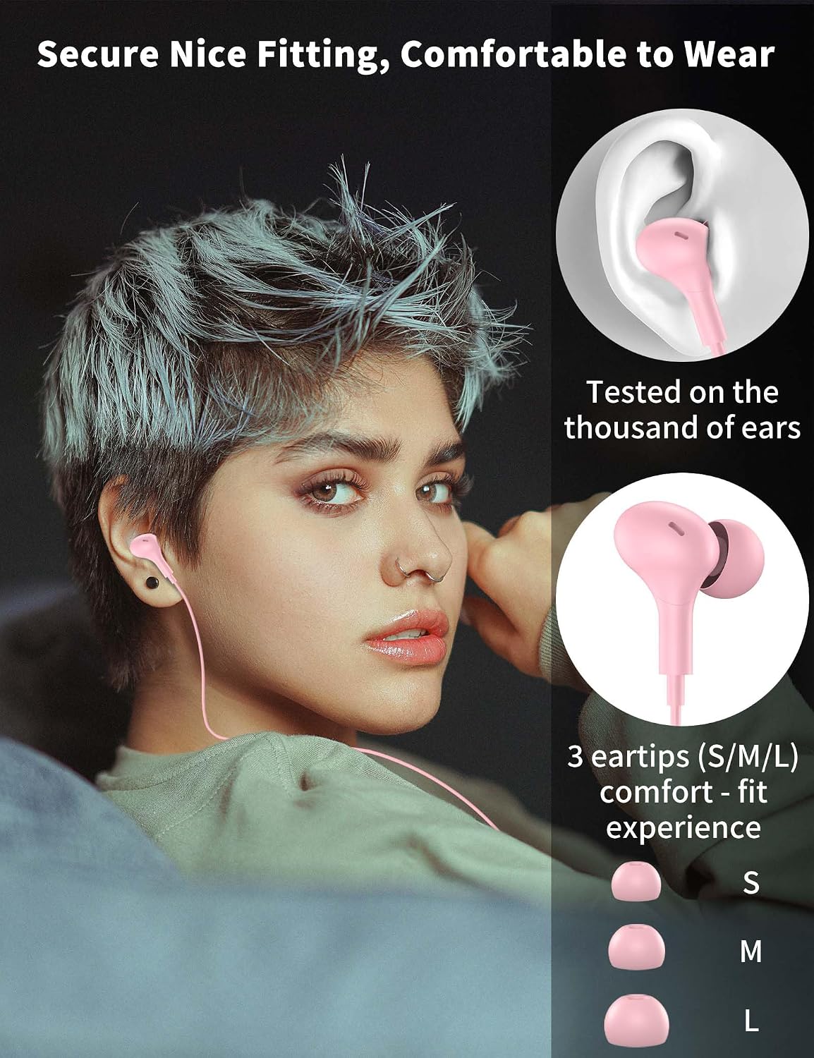 3.5mm Wired Earbuds with Mic for MacBook/Chormebook PC,Magnetic In Ear Buds