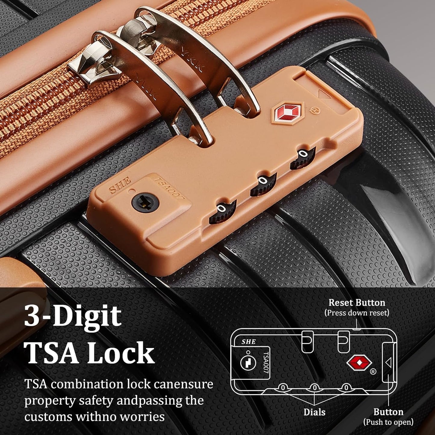 Joyway Luggage Sets 5 Piece PP Hardshell Carry on Suitcase, Travel Lightweight Carry-on with Double Spinner Wheels and TSA Lock, Purple