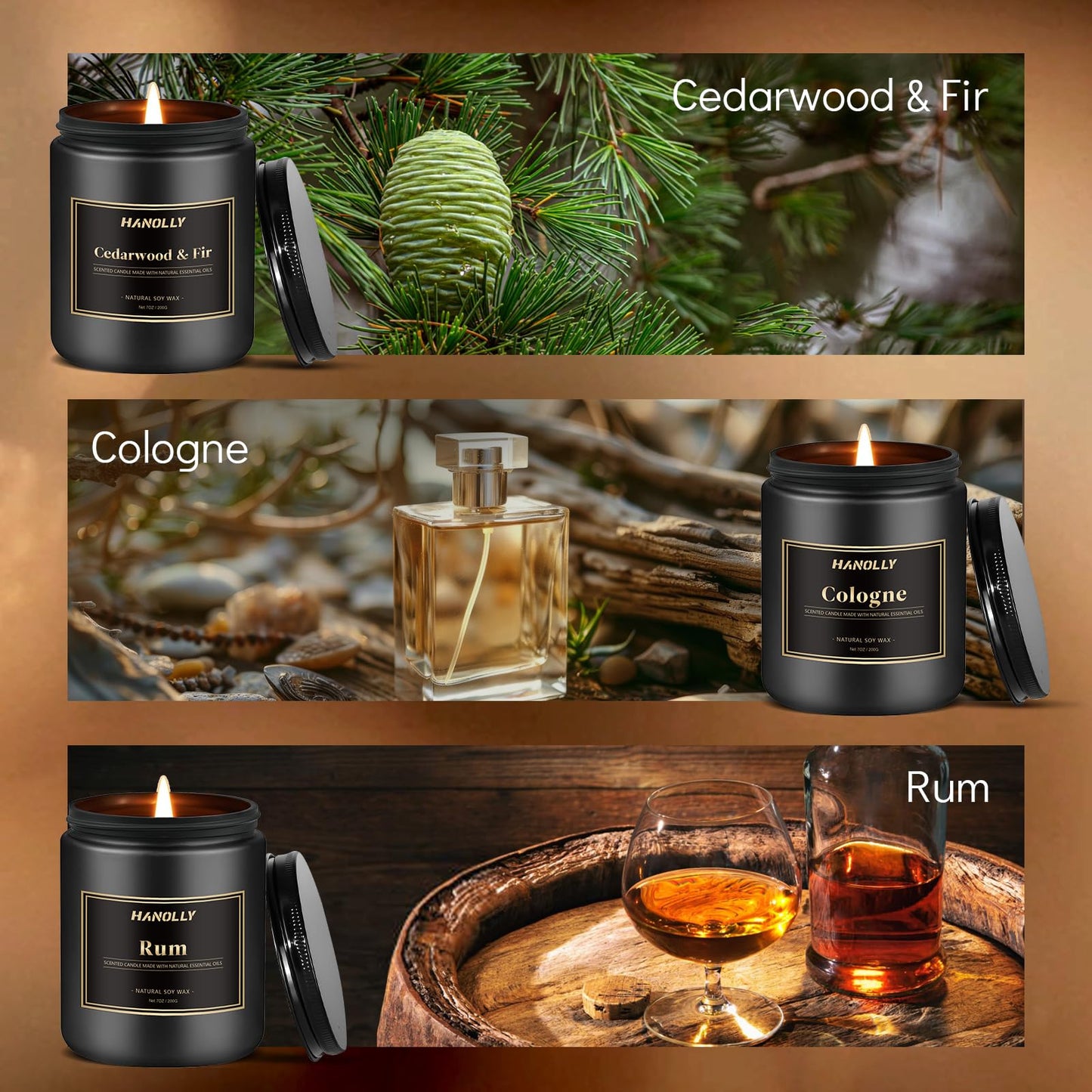 Hotel Scented Candles Set, 6 Pack Candles for Home Scented, Luxury Aromatherapy Jar Candle Gifts for Men & Women, Natural Soy Wax Long Lasting Candle Kit for Fathers Day, Birthday, Christmas